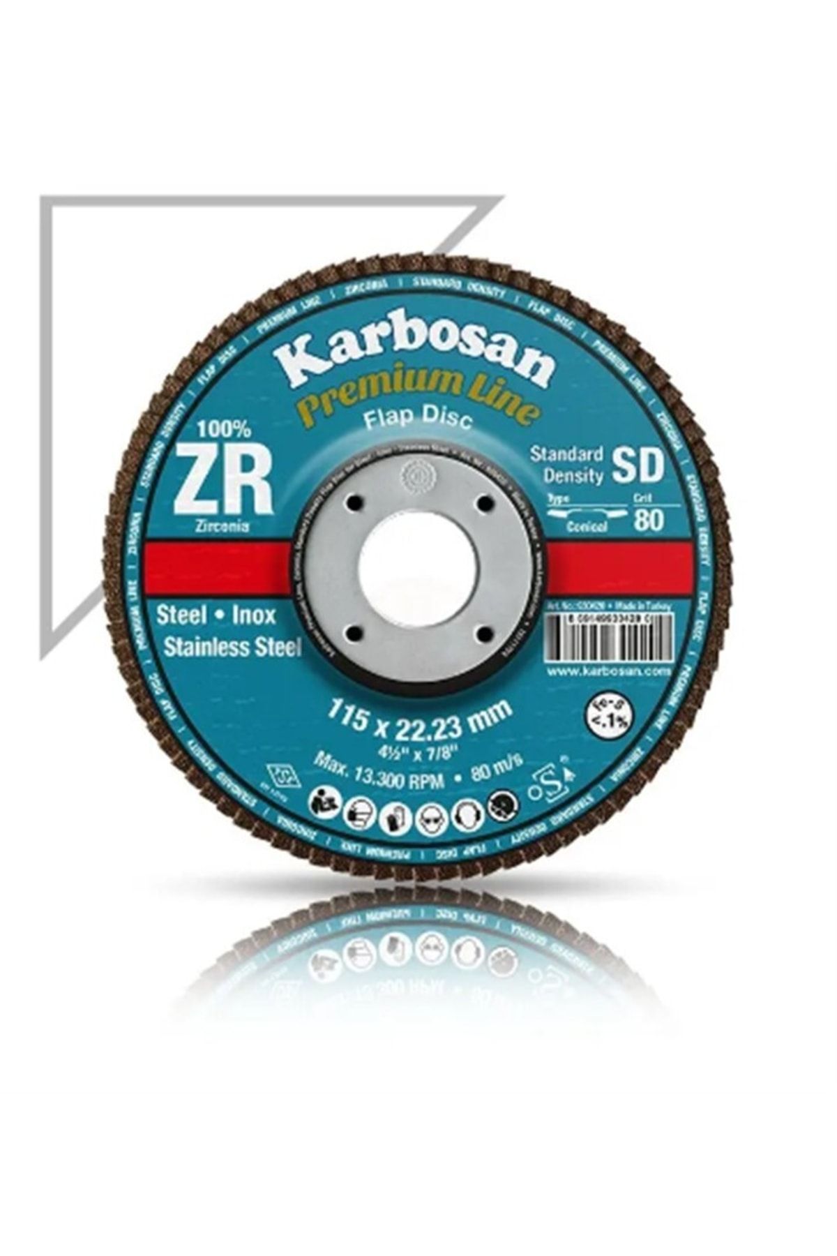 KARBOSAN Flap Disk 115 Zr 60 Kum Zirkonyum (10 Adet)