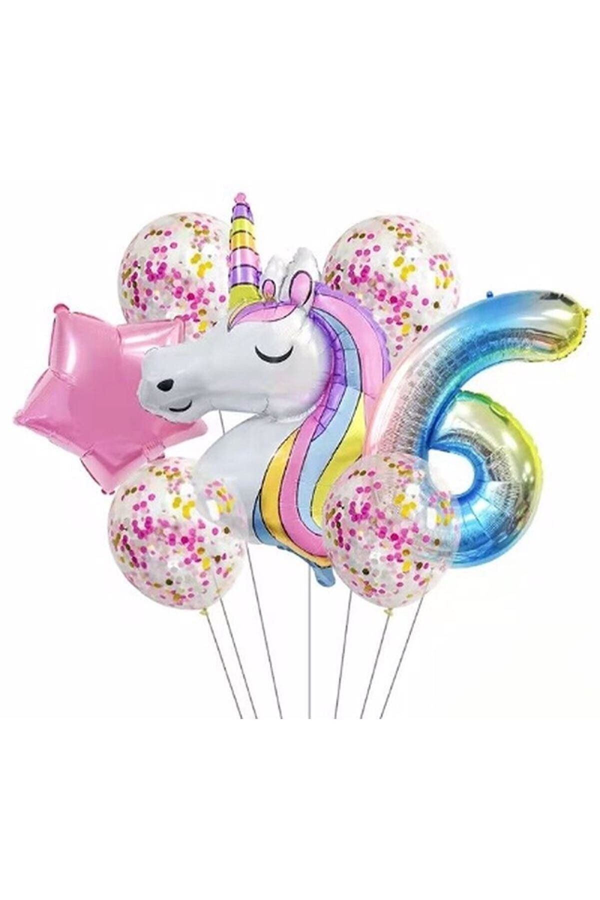 RÖNESANS PARTİ Unicorn Balon Folyo Set Konsept Doğum Günü Set Yaş 6