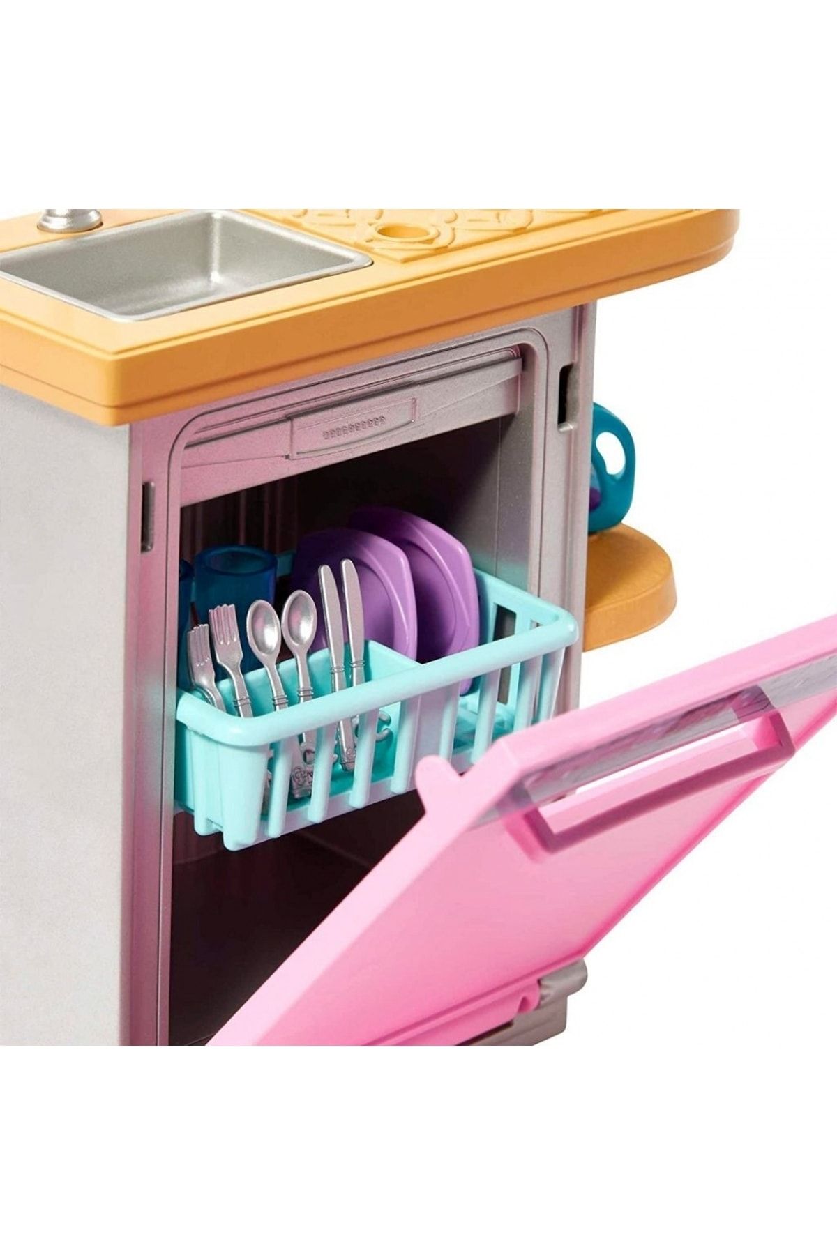 Barbie Hjv32 'nin Ev Dekorasyonu Oyun Seti - Bulaşık Makinesi Ve Aksesuarları Hjv34