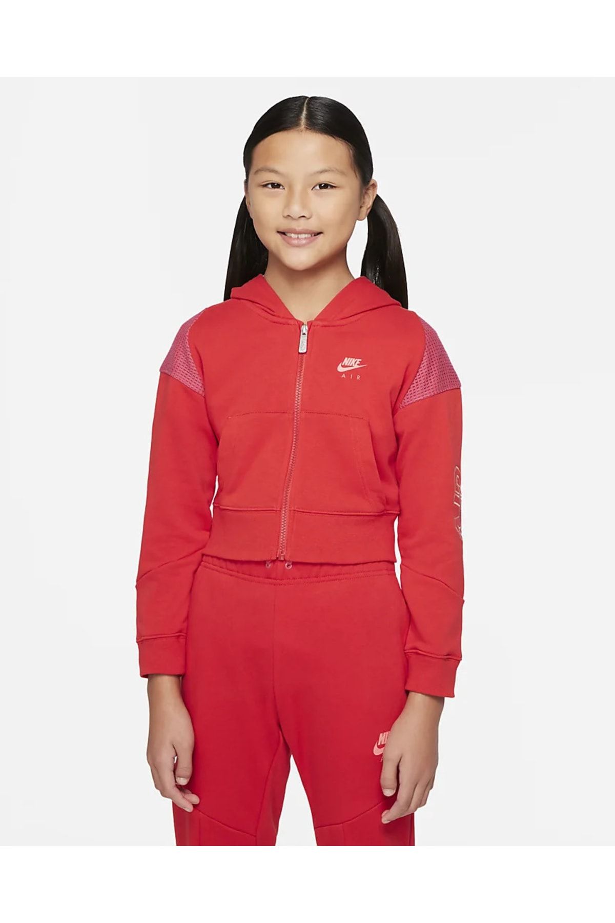 Nike Air Tam Boy Fermuarlı Fransız Havlu Kumaşı Genç Çocuk (kız) Kapüşonlu Üstü