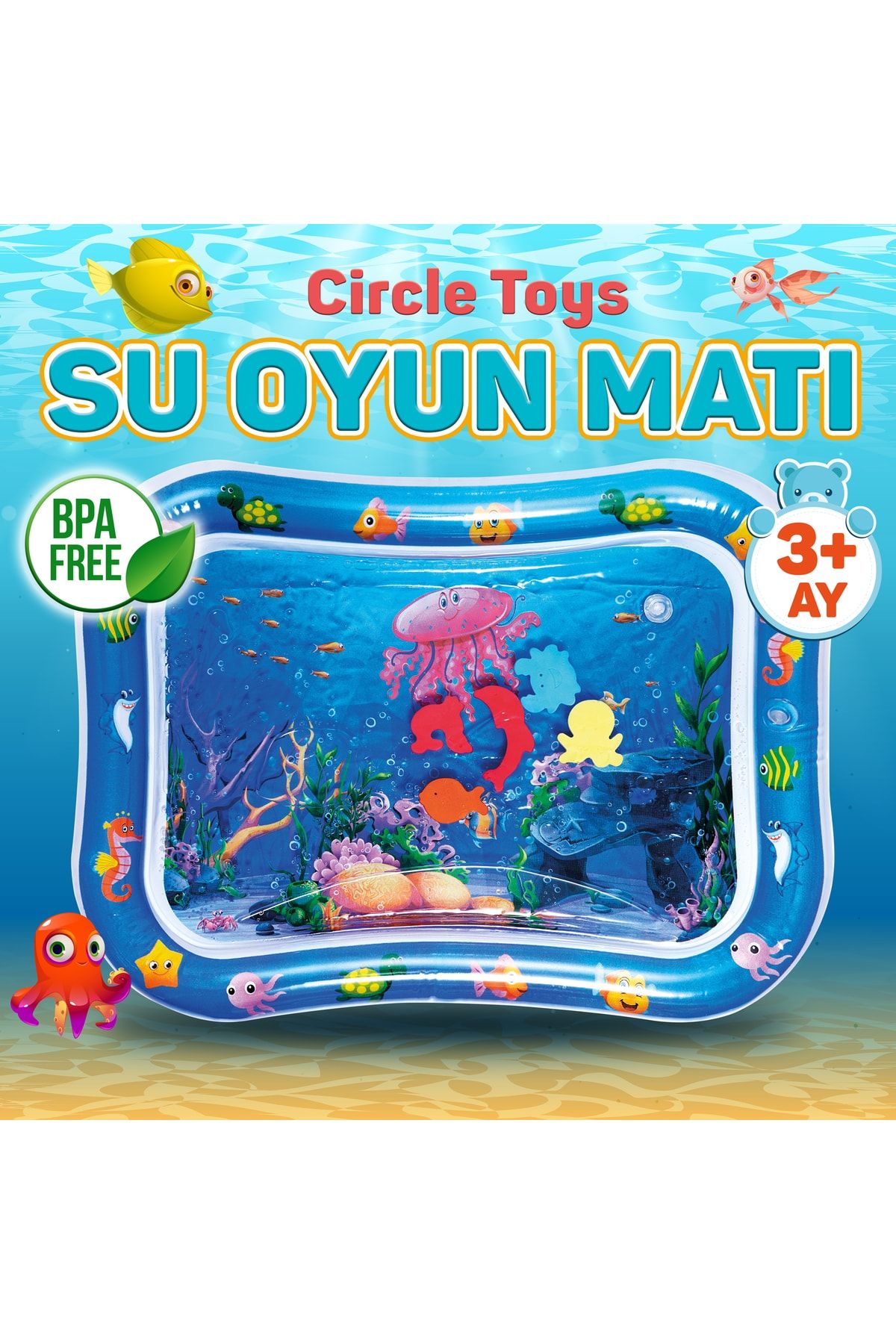 Circle Toys Bebek Su Oyun Matı Tummy Time Karın Üstü Aktivite Zamanı
