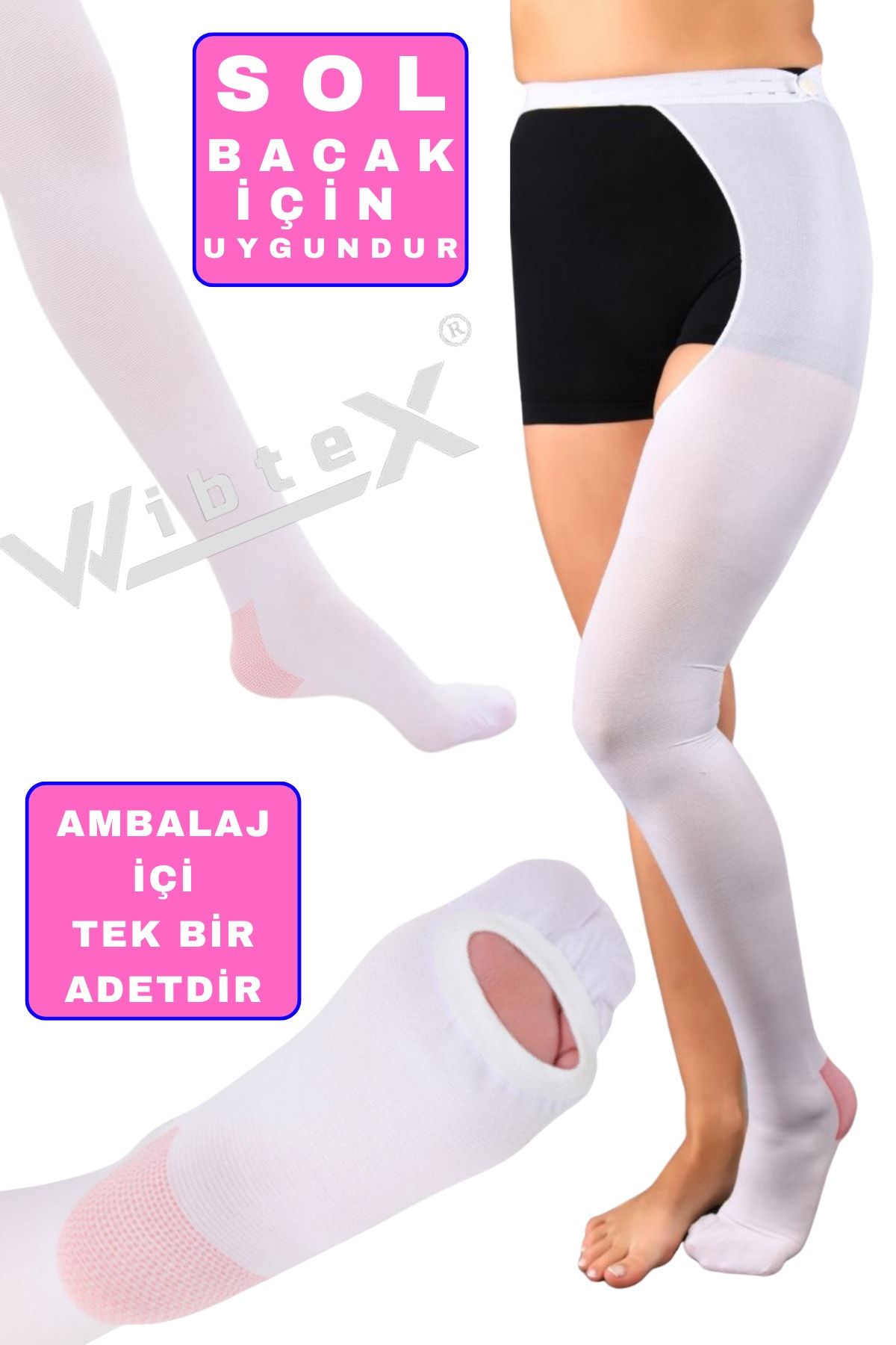 wibtex Ameliyat Çorabı Belden Kemerli Anti-emboli (TEK 1 ADET SOL BACAK)