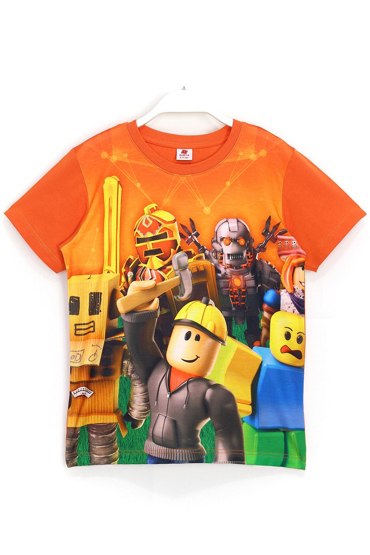 DobaKids Erkek Çocuk Oyun 3d Roblox Baskılı T-shirt Turuncu