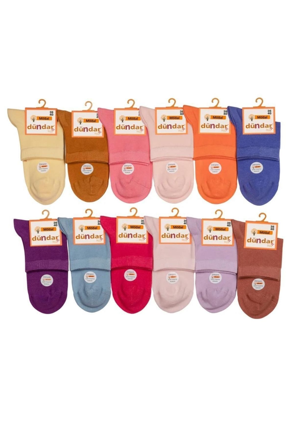 Dündar Unisex 6"lı Karışık Renk Modal Dikişsiz Kısa Konç Çorap