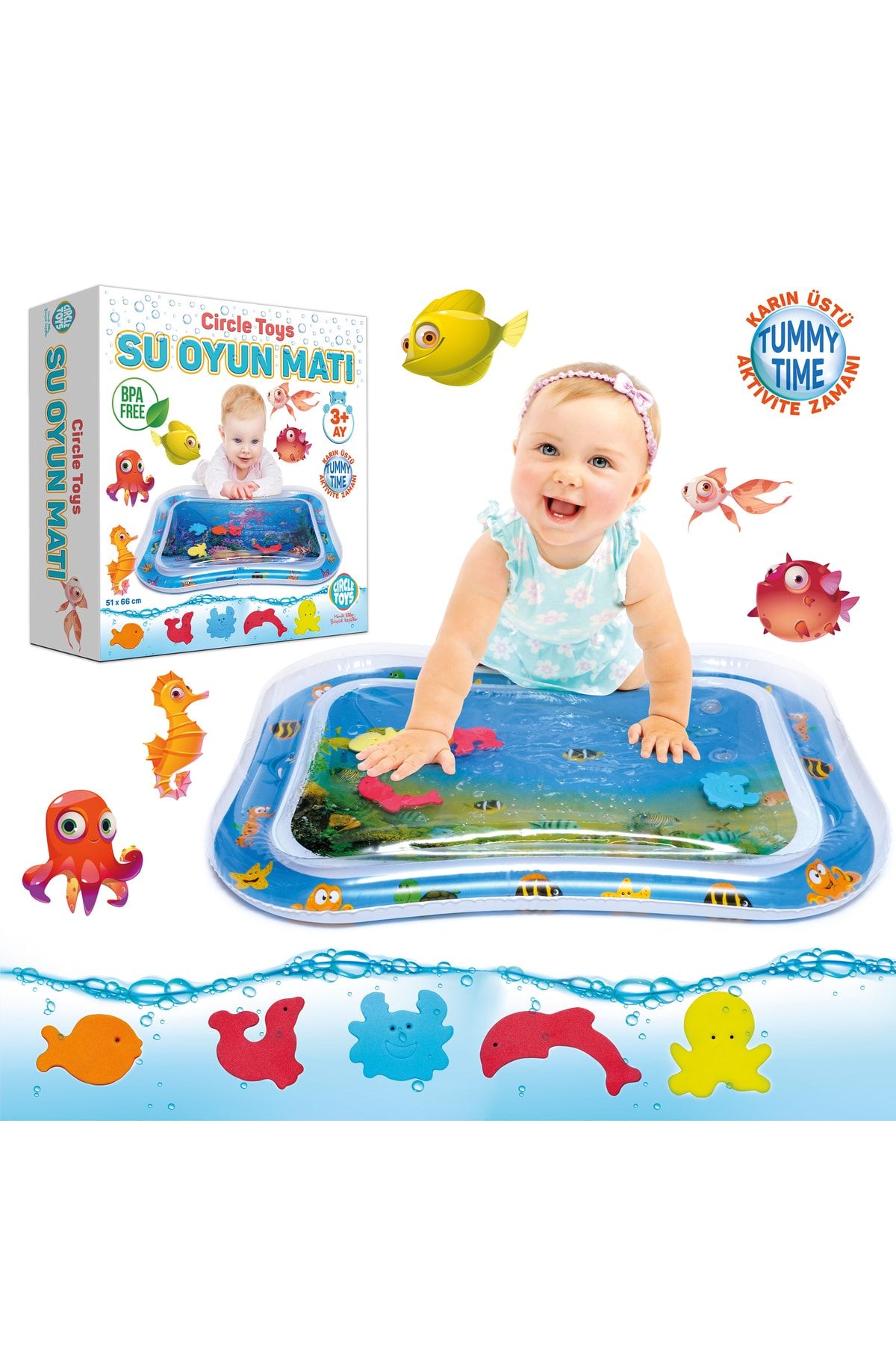 Circle Toys Bebek Su Matı Tummy Time Aktivite Oyuncağı Su Havuzu