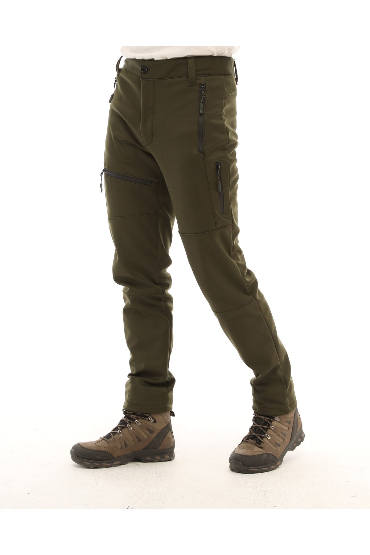 Ghassy Co Erkek Içi Polarlı Tactical Outdoor Su Geçirmez Koyu Haki Softshell Pantolon