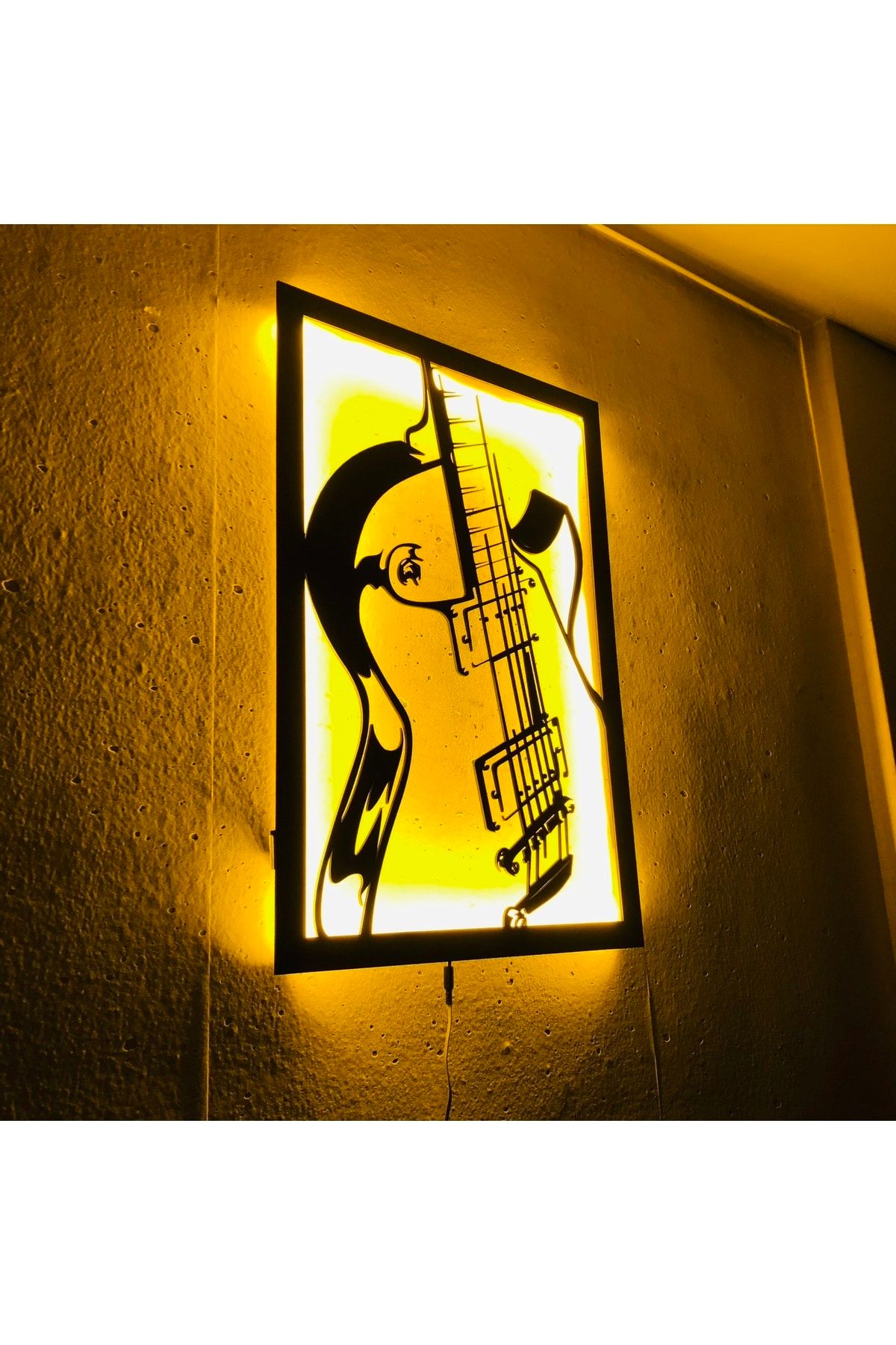 Pika Tasarım Gitar Led Işıklı Dekoratif Tablo