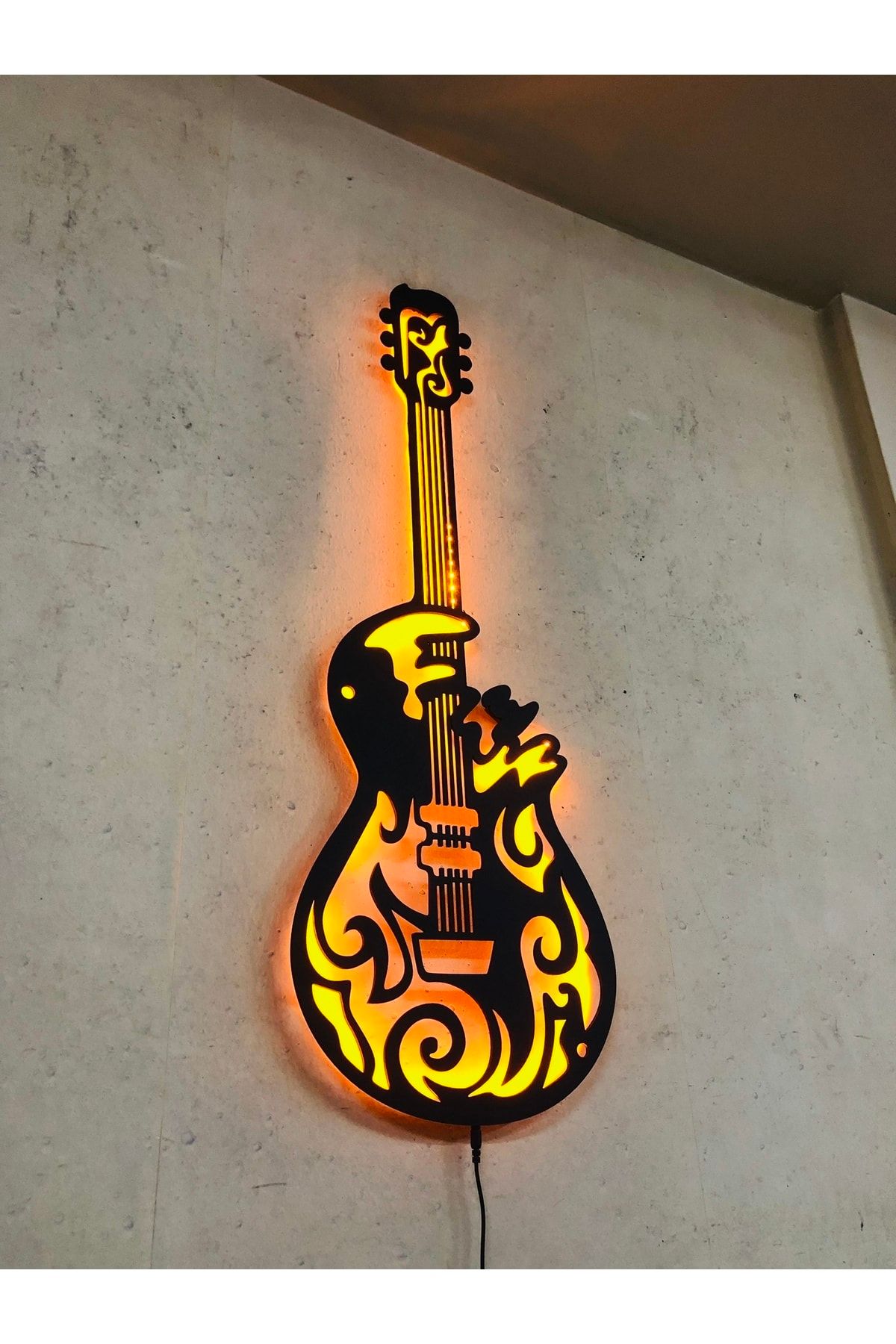 Pika Tasarım Gitar Led Işıklı Dekoratif Tablo