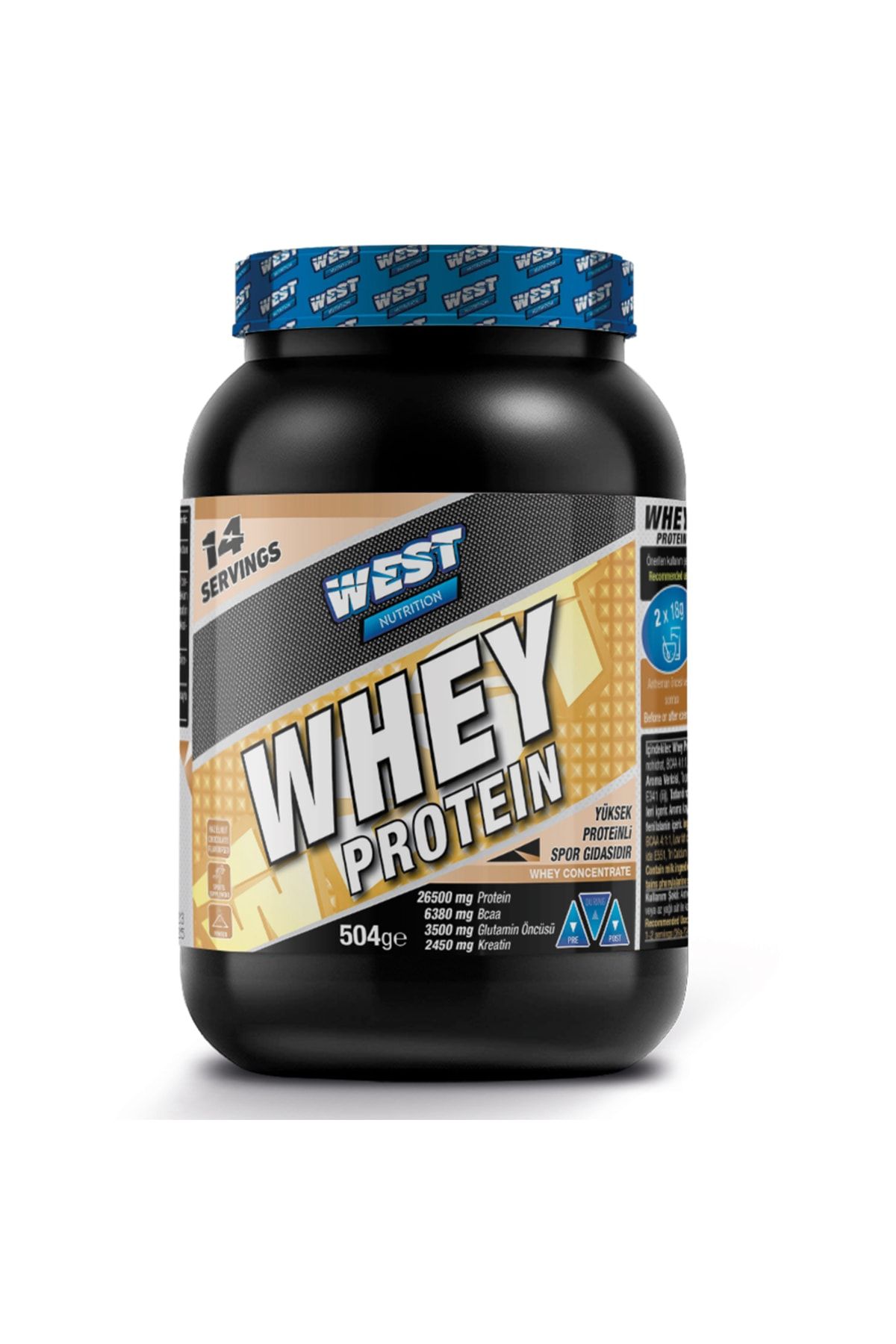 West Nutrition Whey Protein Tozu 504 gr 14 Servis Fındık Çikolata