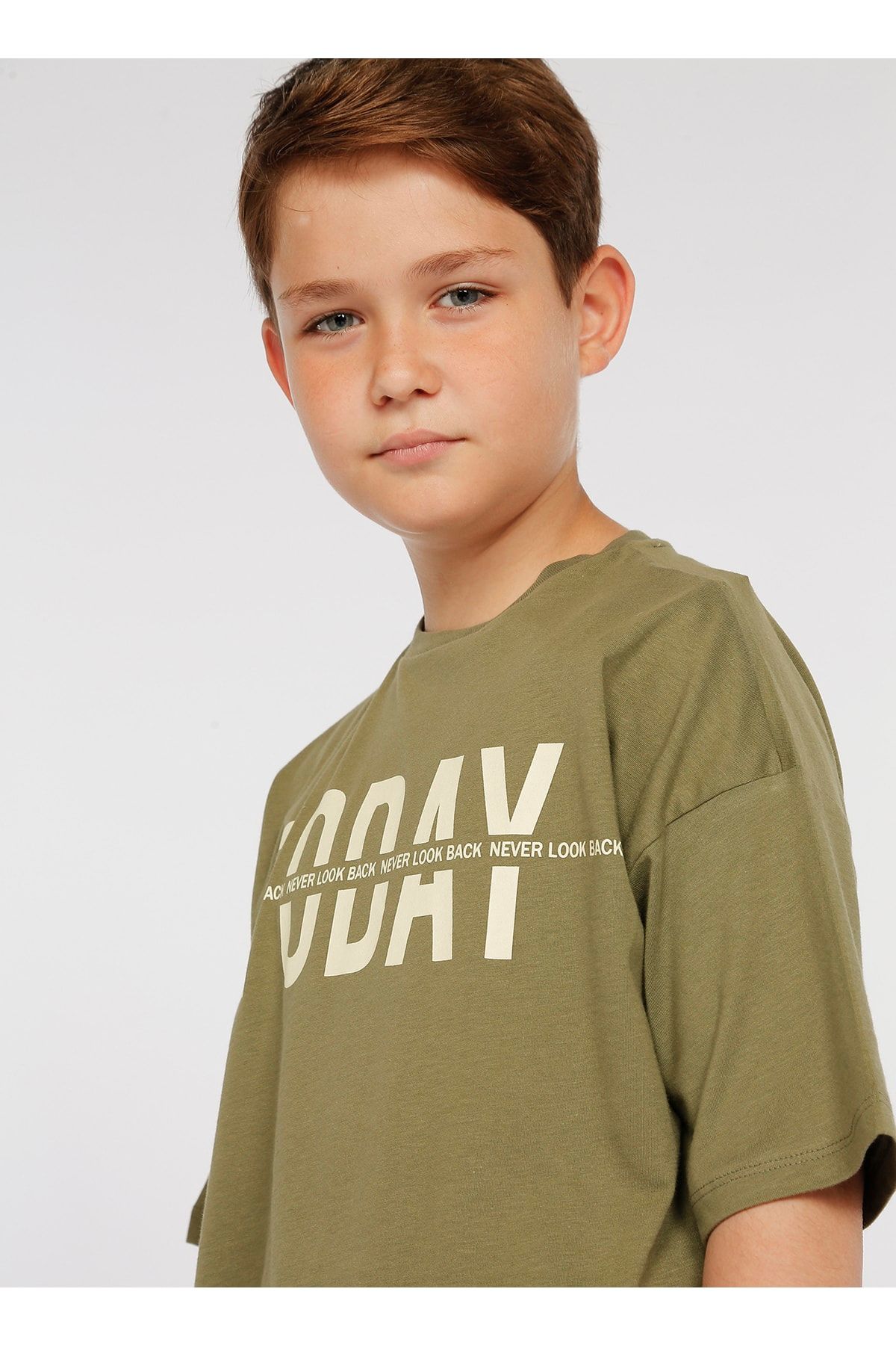 LİMON COMPANY Limon Baskılı Haki Erkek Çocuk T-shirt Today Boy