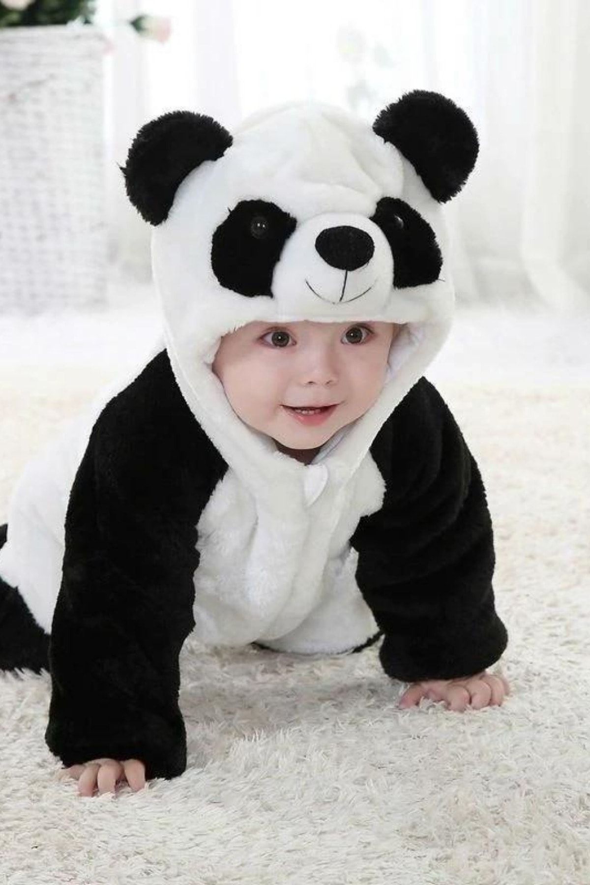 sebura Peluş Unixex Fermuarlı Panda Bebek Uyku Tulumu Kışlık