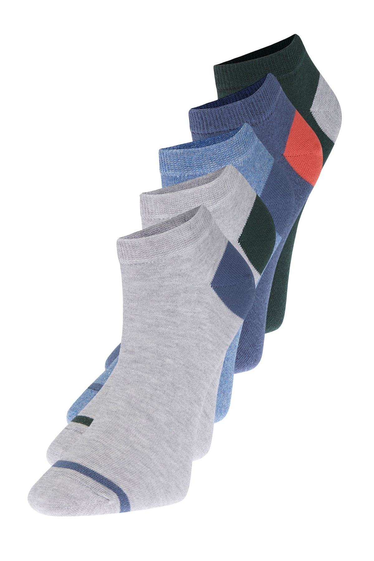 TRENDYOL MAN Çok Renkli  5'li Paket Pamuklu Renk Panelli Patik-Kısa-Bilekte Çorap TMNSS23CO00004