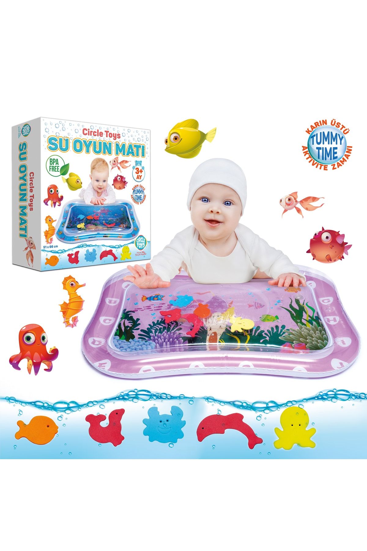 Circle Toys Bebek Su Matı Tummy Time Aktivite Oyuncağı Su Havuzu