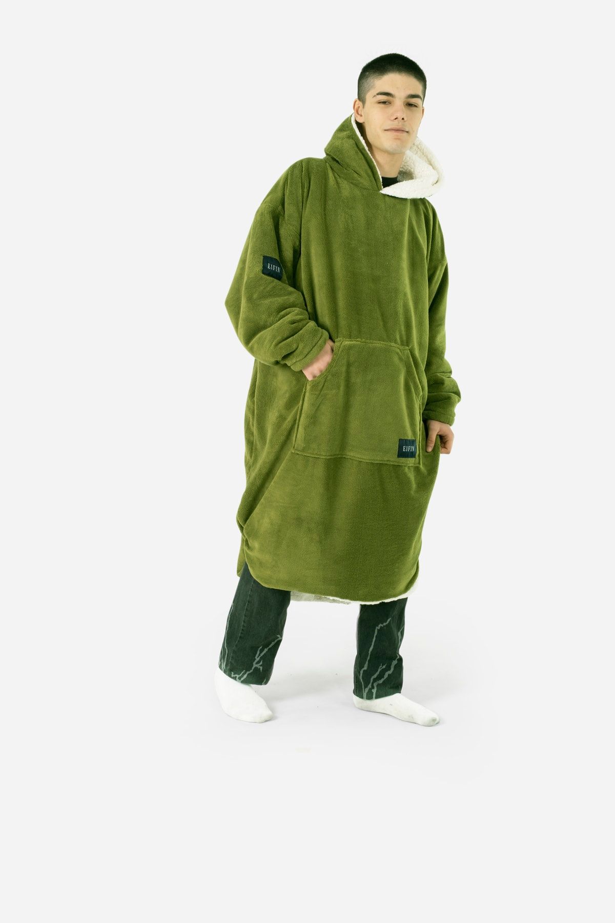 EIFIN Welsoft Oversize Giyilebilir Battaniye Panço Unisex Kapüşonlu Sweatshirt