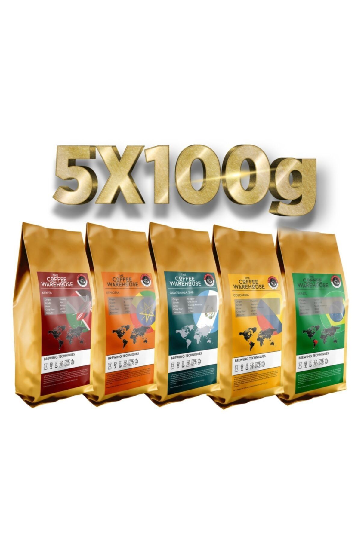 The Coffee Warehouse 5x100g Deneme Paketi 5 Yöresel Kahve (Taze Öğütülmüş)