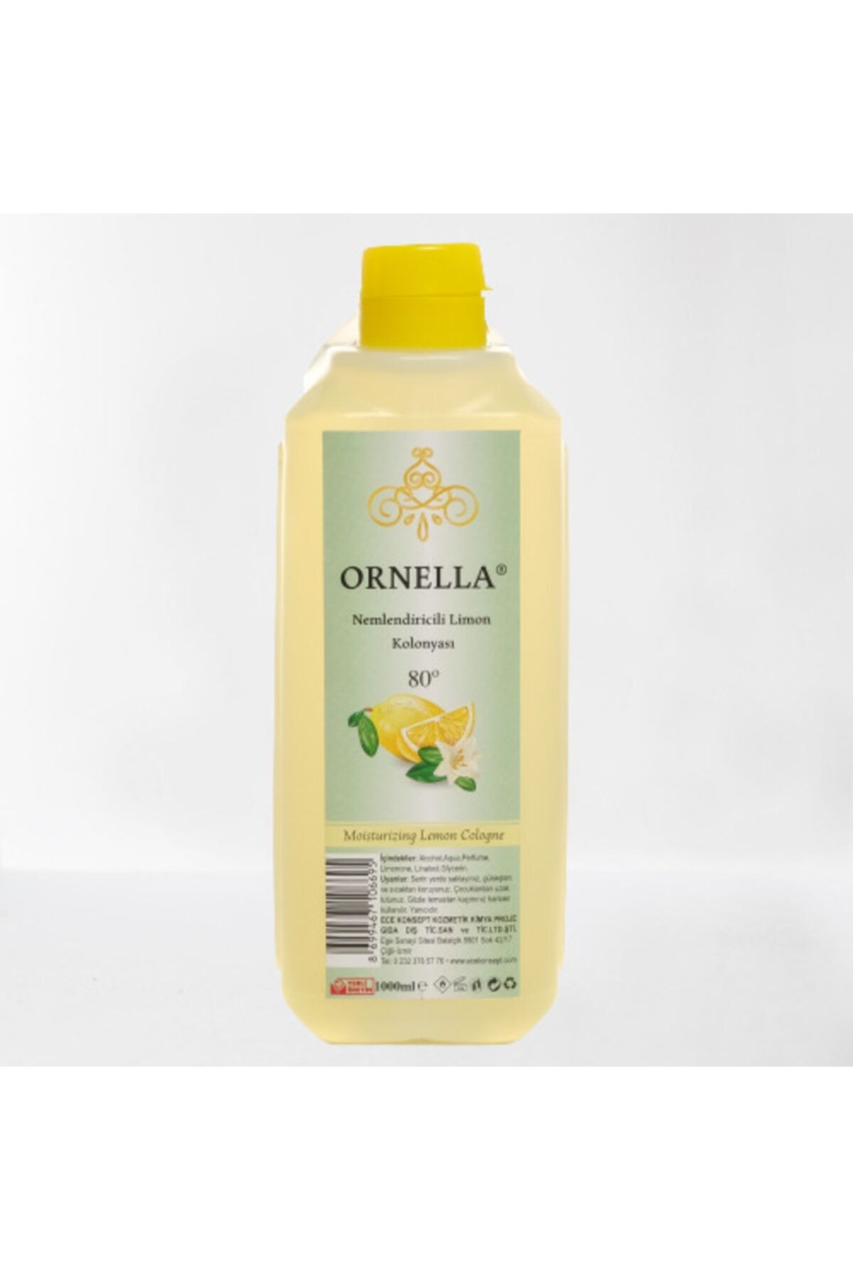 ORNELLA Nemlendiricili 80c Limon Kolonyası - 1000 Ml (1 Lt)