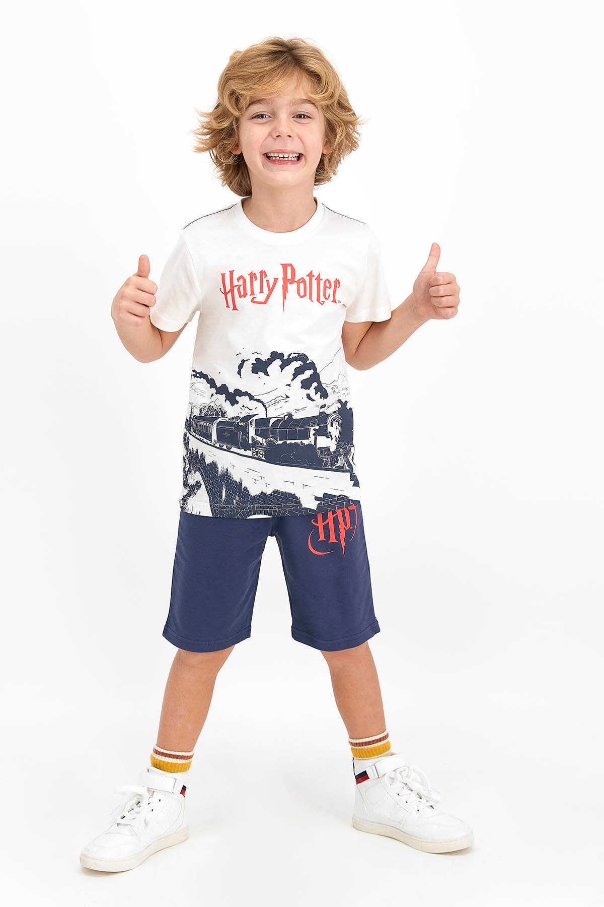 Harry Potter Erkek Çocuk Ekru Lisanslı  Bermuda Takım