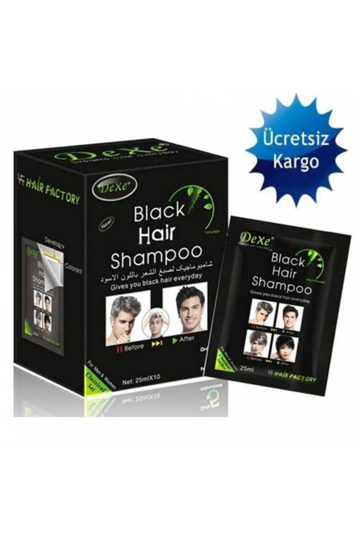 Dexe Black Hair Beyaz Kapatıcı Şampuan Siyah Renk 25ml10'lu 5dk Da Kesin Çözüm Doğal Siyah Saçlar.