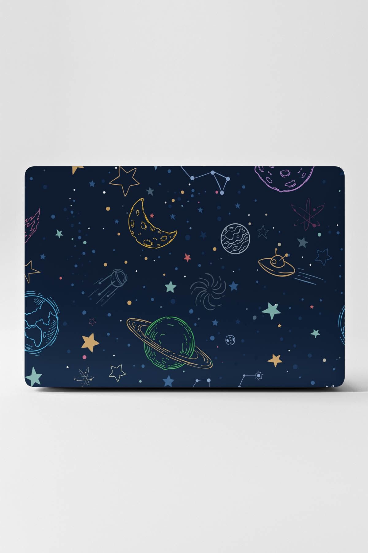 TUGİBU Mavi Uyumlu Laptop Sticker Kaplama Notebook Macbook Galaksi Gezegenler Evren
