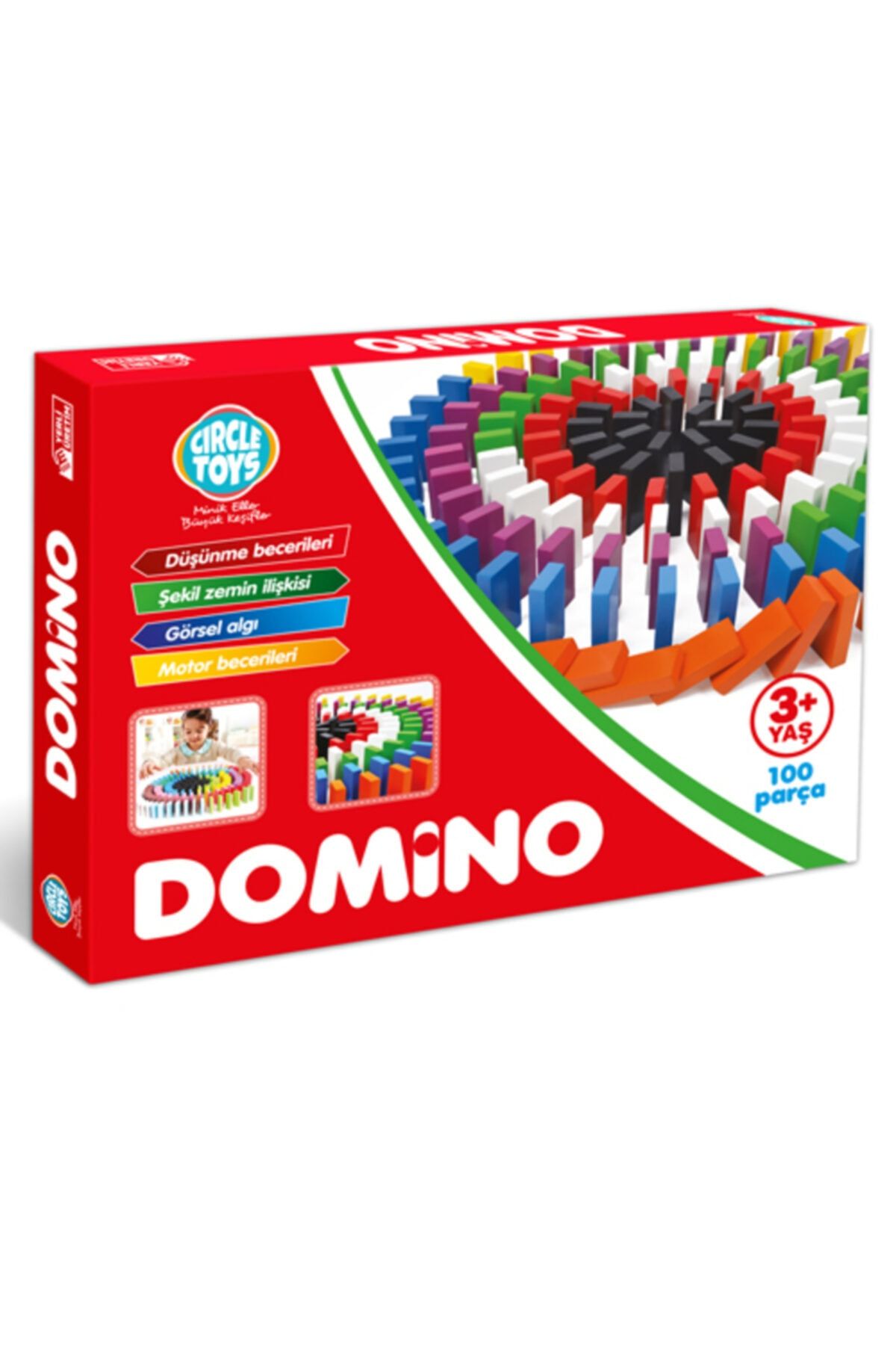 Circle Toys Renkli Ahşap Domino Taşları Eğlenceli 100 Parça +3 Yaş