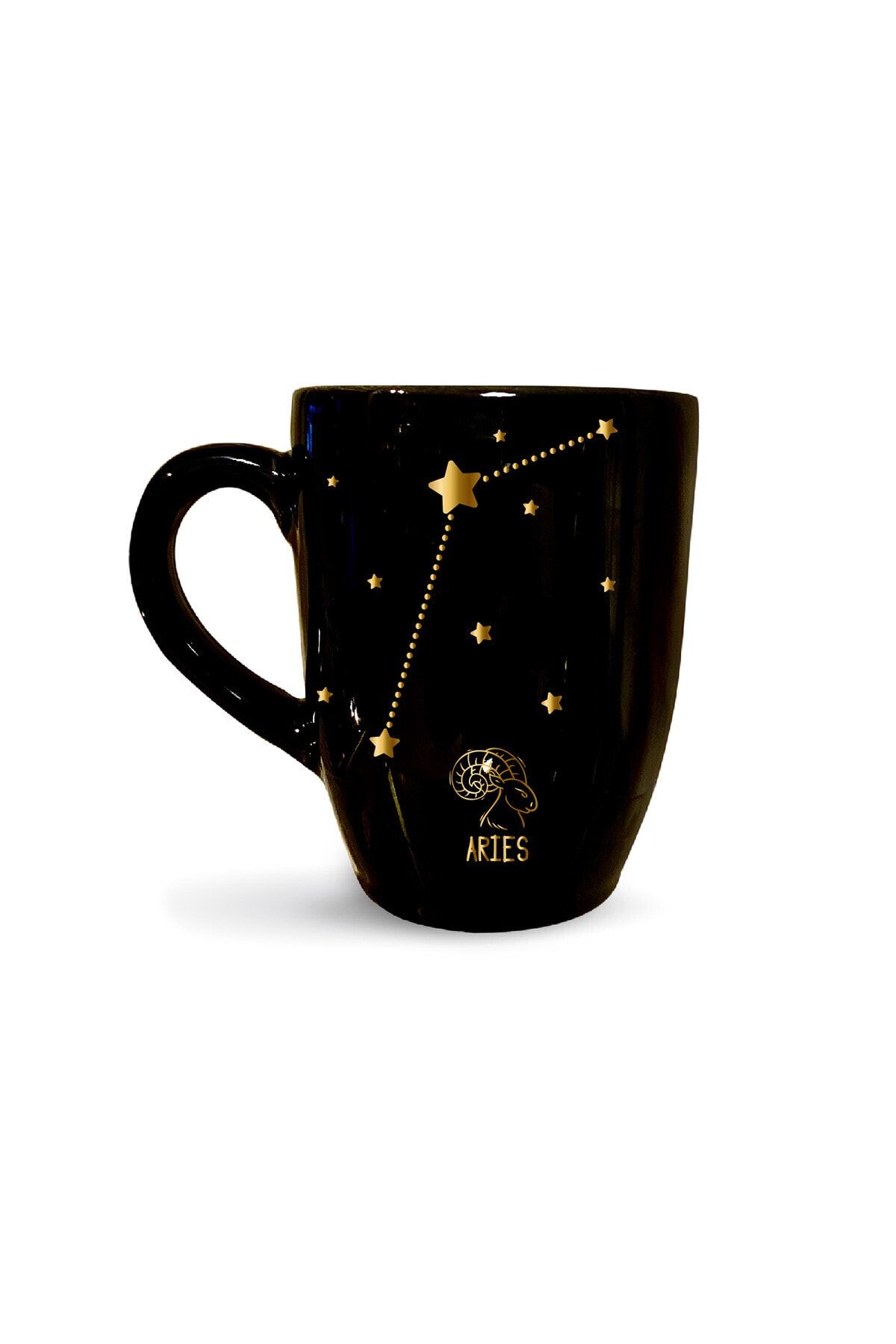 Vivas Yıldız Haritalı Koç Burcu Siyah Kupa - Burçlu kahve kupası kupa bardak kahve fincanı
