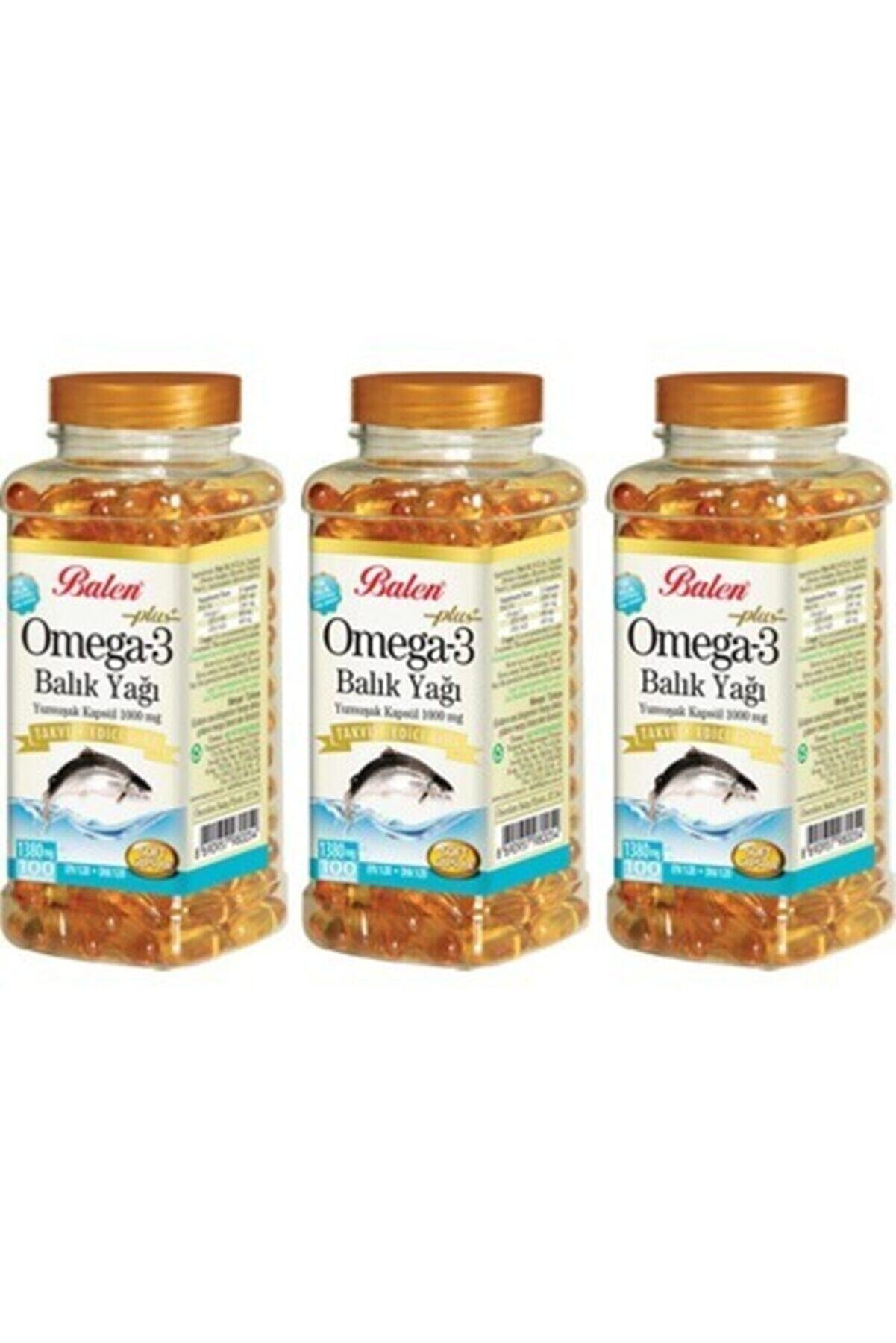 Balen 3 Kutu Plus Omega 3 Balık Yağı Omega3 Fish Oil 100 Kapsül X 1380 mg X 3