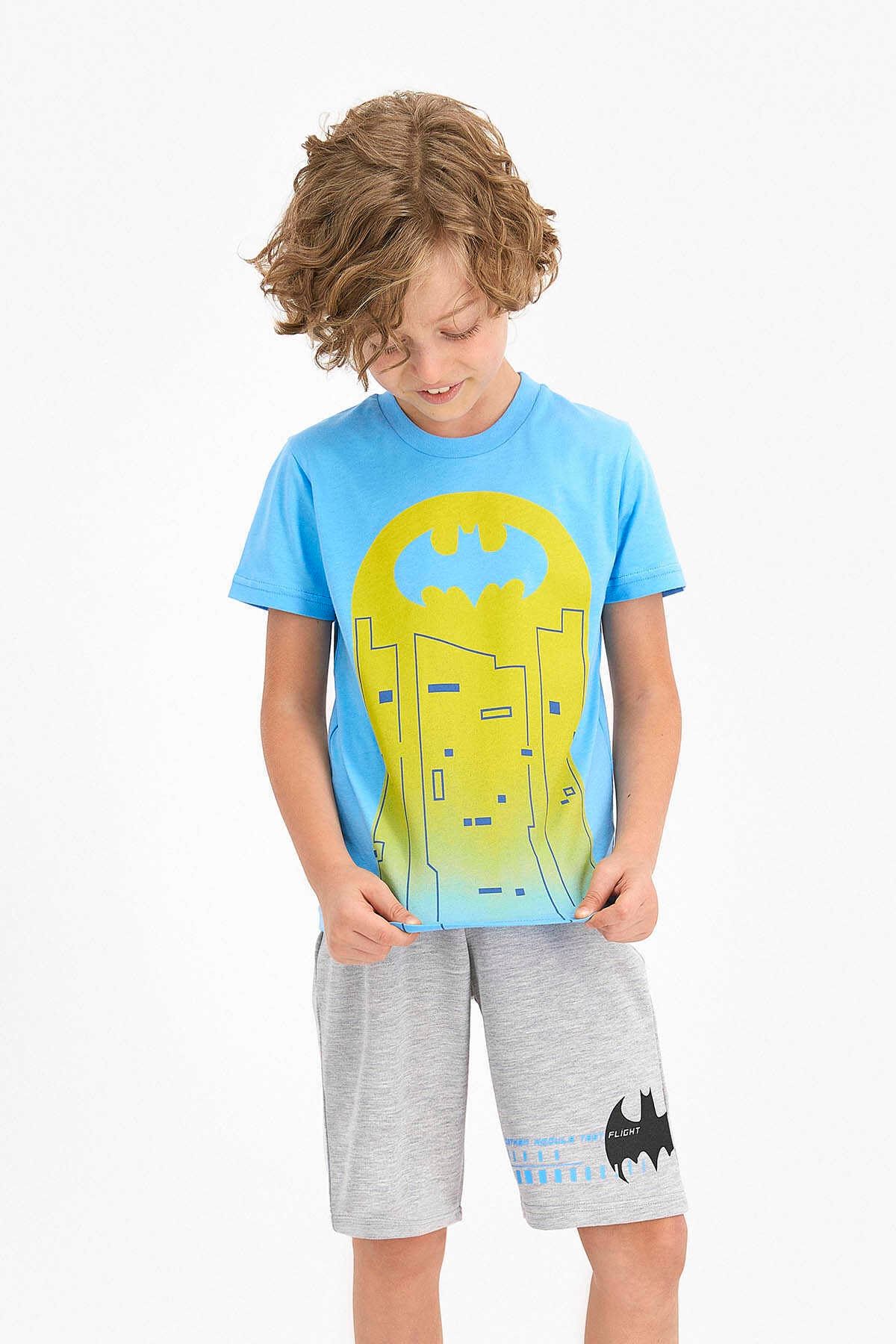 Batman Erkek Çocuk Mavi Bermuda Takım