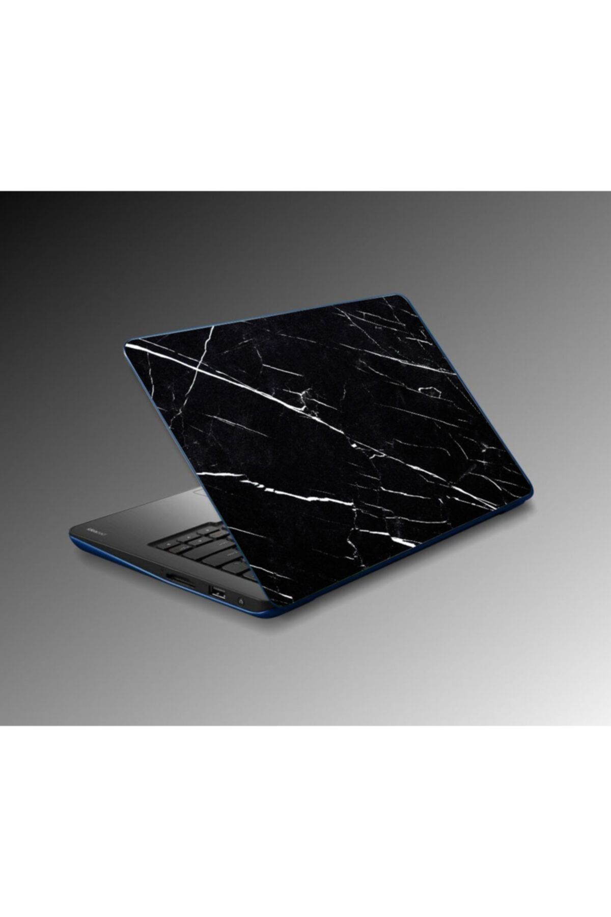 Jasmin2020 Çıkarılabilir Notebook Laptop Sticker Kaplama Siyah Mermer