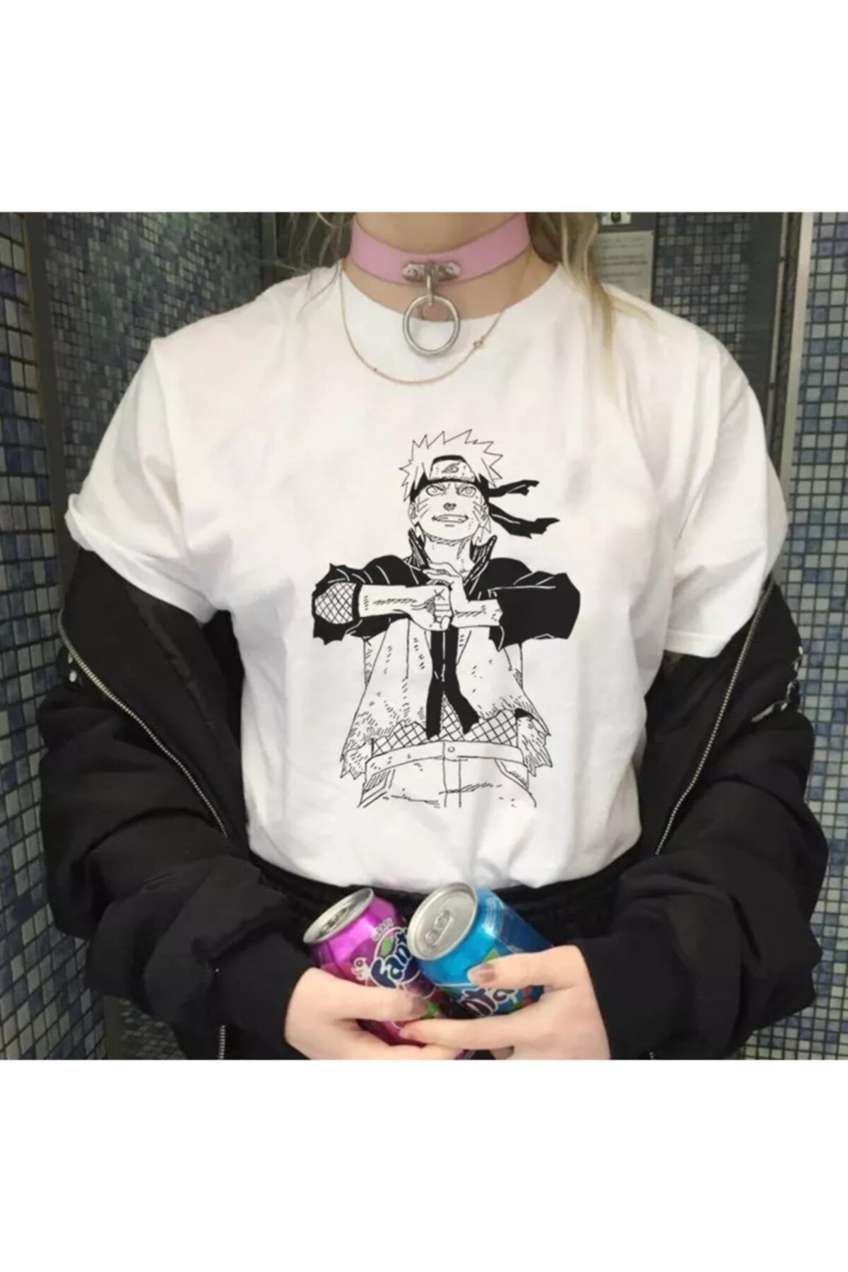 Rbgstore Kadın Beyaz Naruto Anime T-Shirt