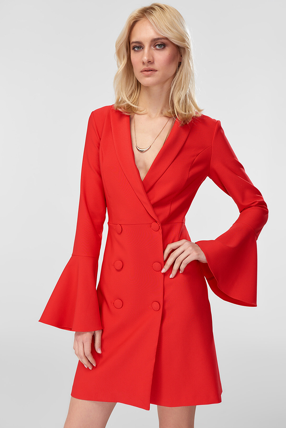 TRENDYOLMİLLA Kırmızı Ceket Elbise TOFSS18BB0139