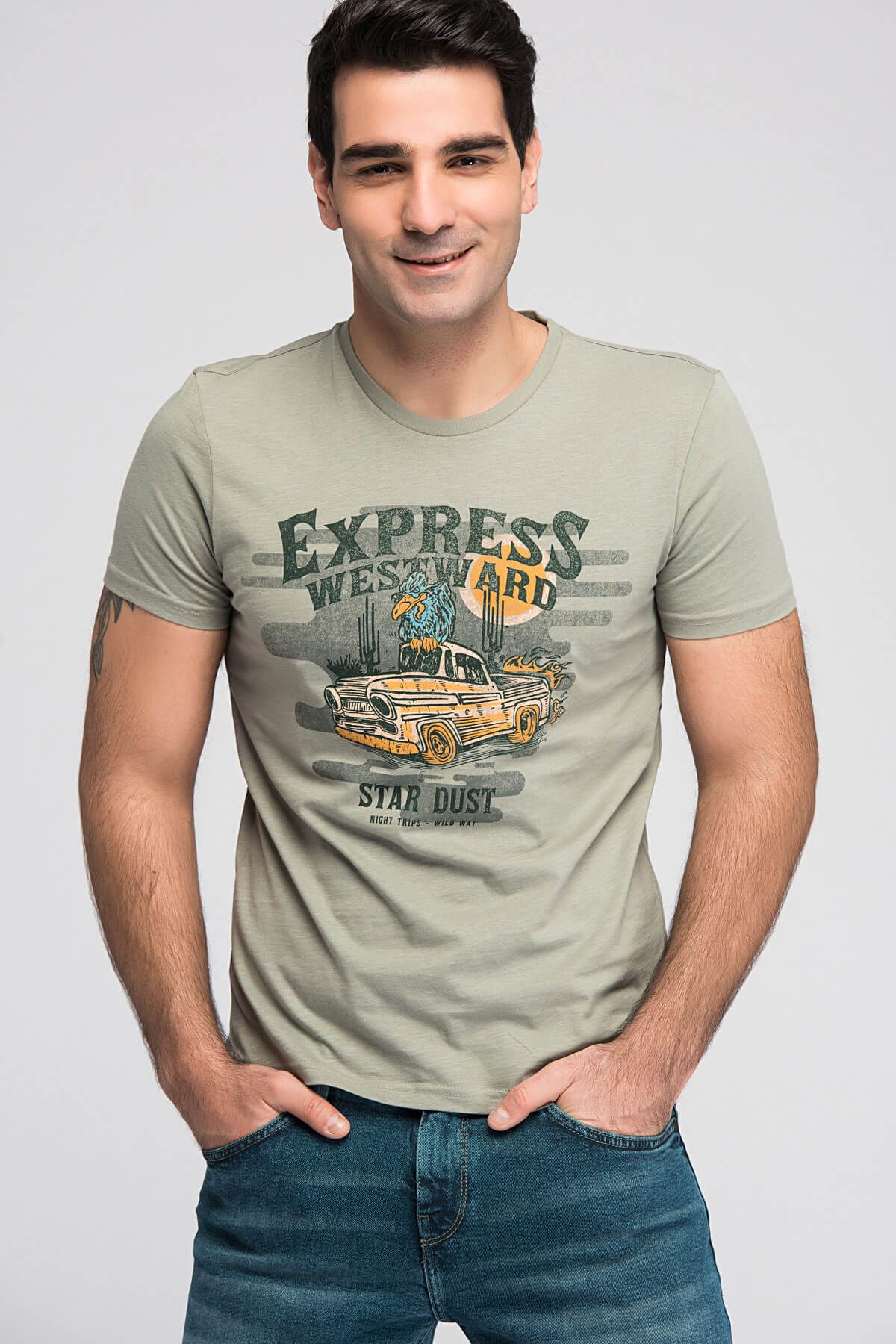 Mavi Erkek Express Baskılı Haki T-Shirt 064657-25772