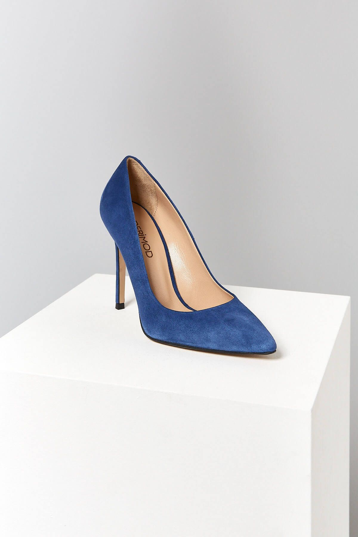 Derimod Hakiki Deri Mavi Kadın Klasik Topuklu Ayakkabı 18SFD161210