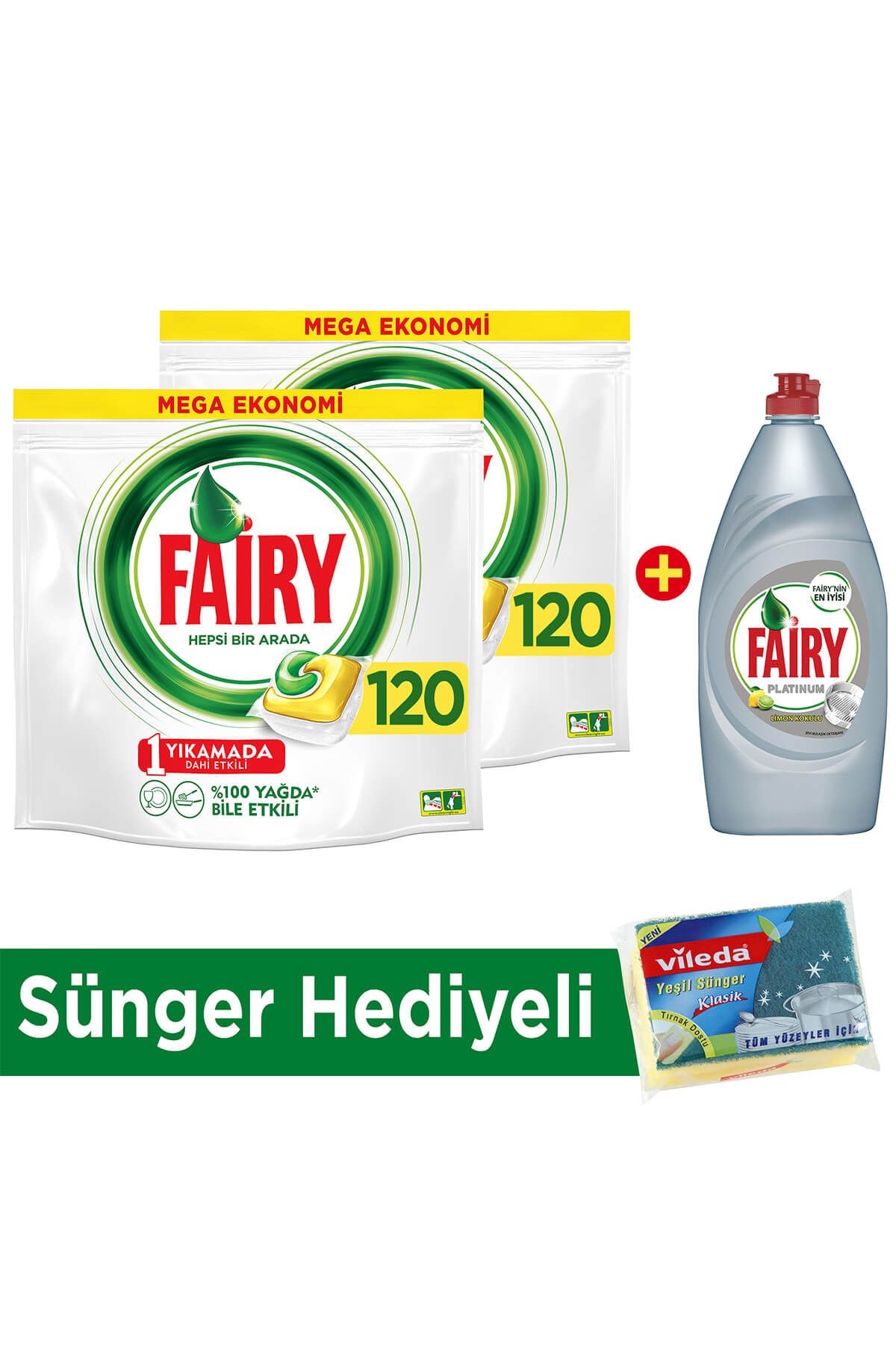 Fairy Bulaşık Deterjanı Kapsül Limon 2'li Paket + Sıvı Bulaşık Deterjanı Limon 870