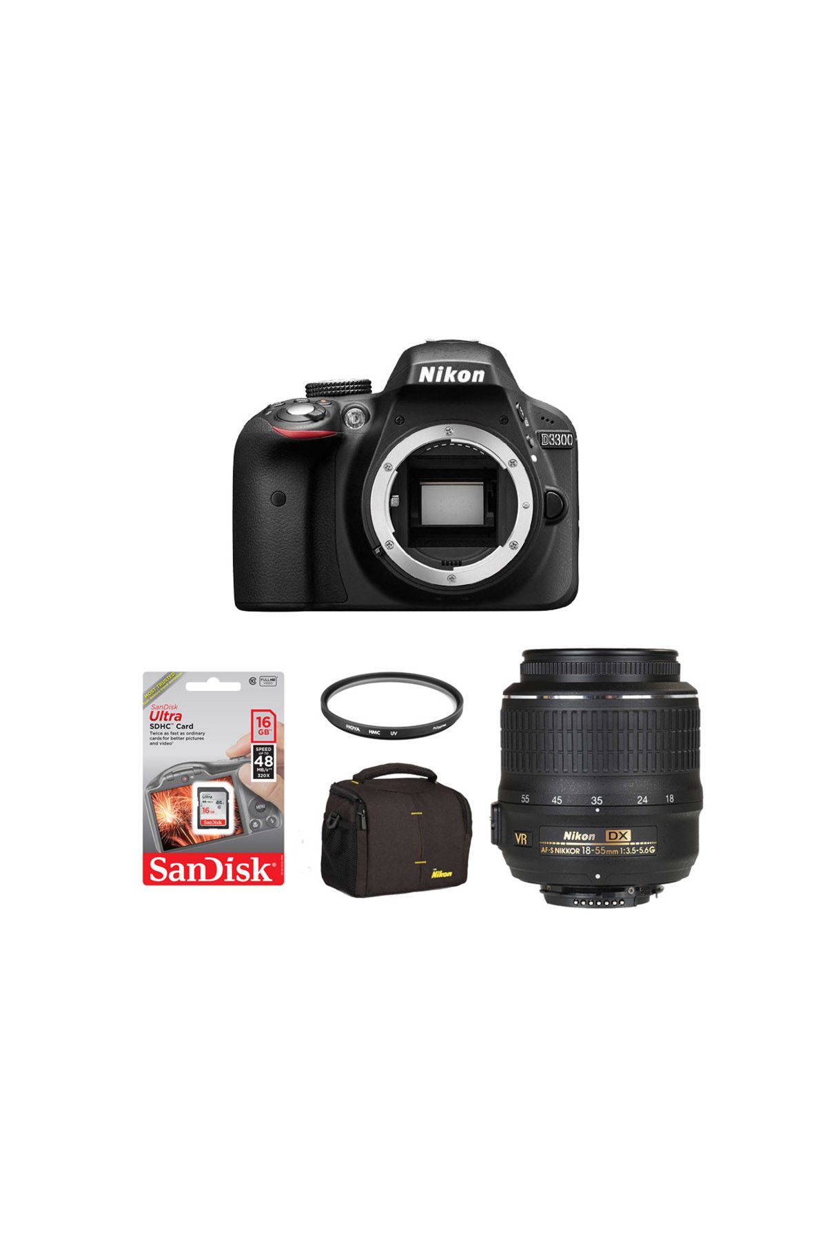 Nikon Nikon D3300 + 18-55 Lens + UV Filtre + Hafıza Kartı + Çanta