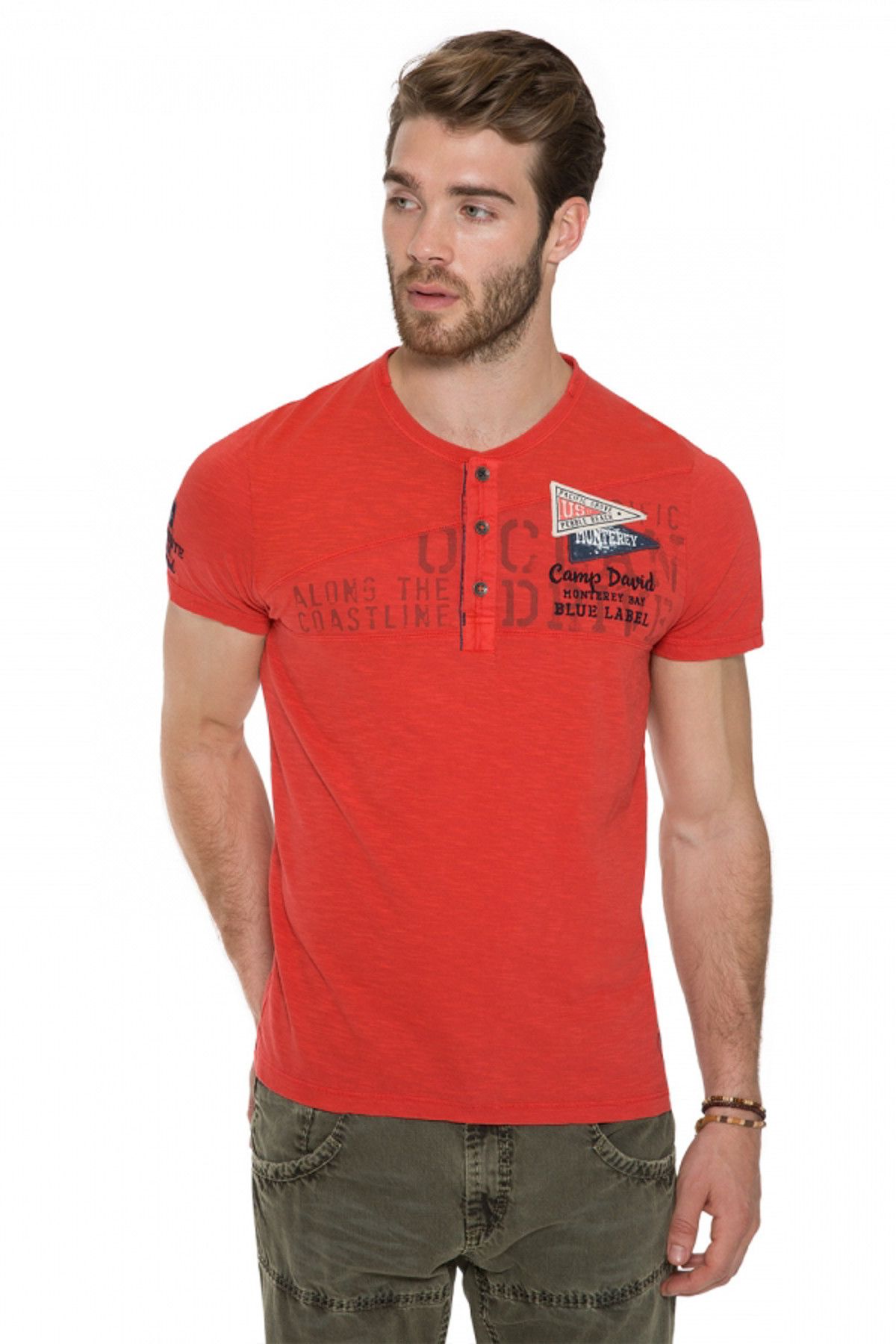 Camp David Erkek Kırmızı T-Shirt CCB-1803-3387_RDK