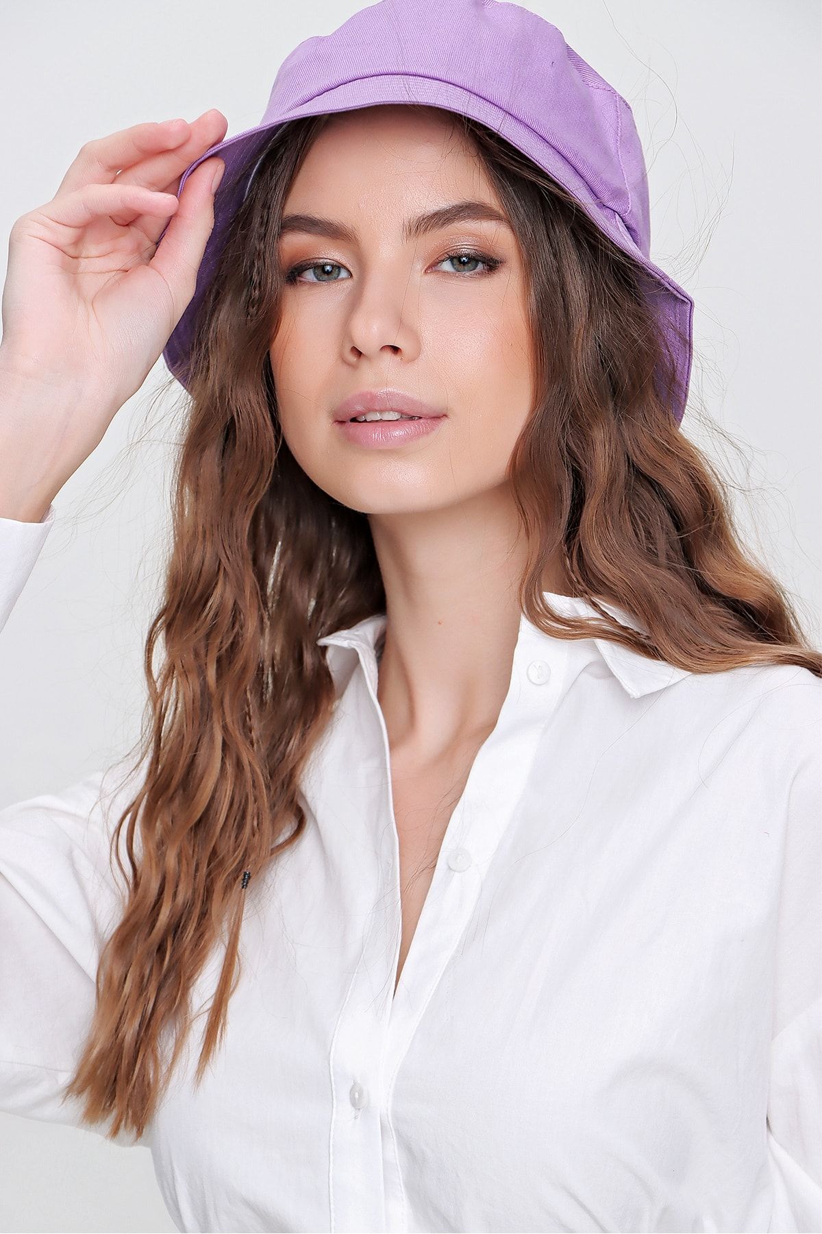 Trend Alaçatı Stili Kadın Lila Bucket Şapka ALC-A2204