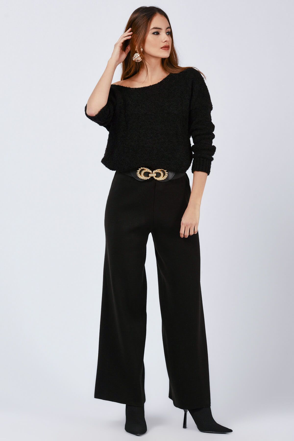 Cool & Sexy Kadın Siyah Triko Pantolon AG109