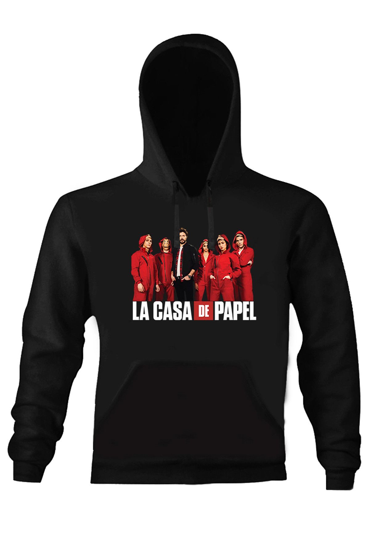 Art T-Shirt Kadın Siyah La Casa De Papel New Season Unısex Kapüşonlu Sweatshirt ART018431W