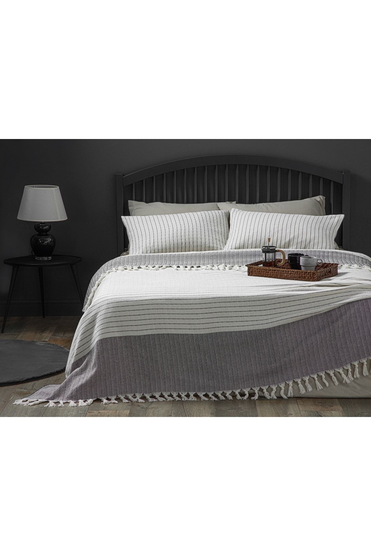 English Home Rhys Dokuma Tek Kişilik Yatak Örtüsü Takımı 160x240 Cm Antrasit