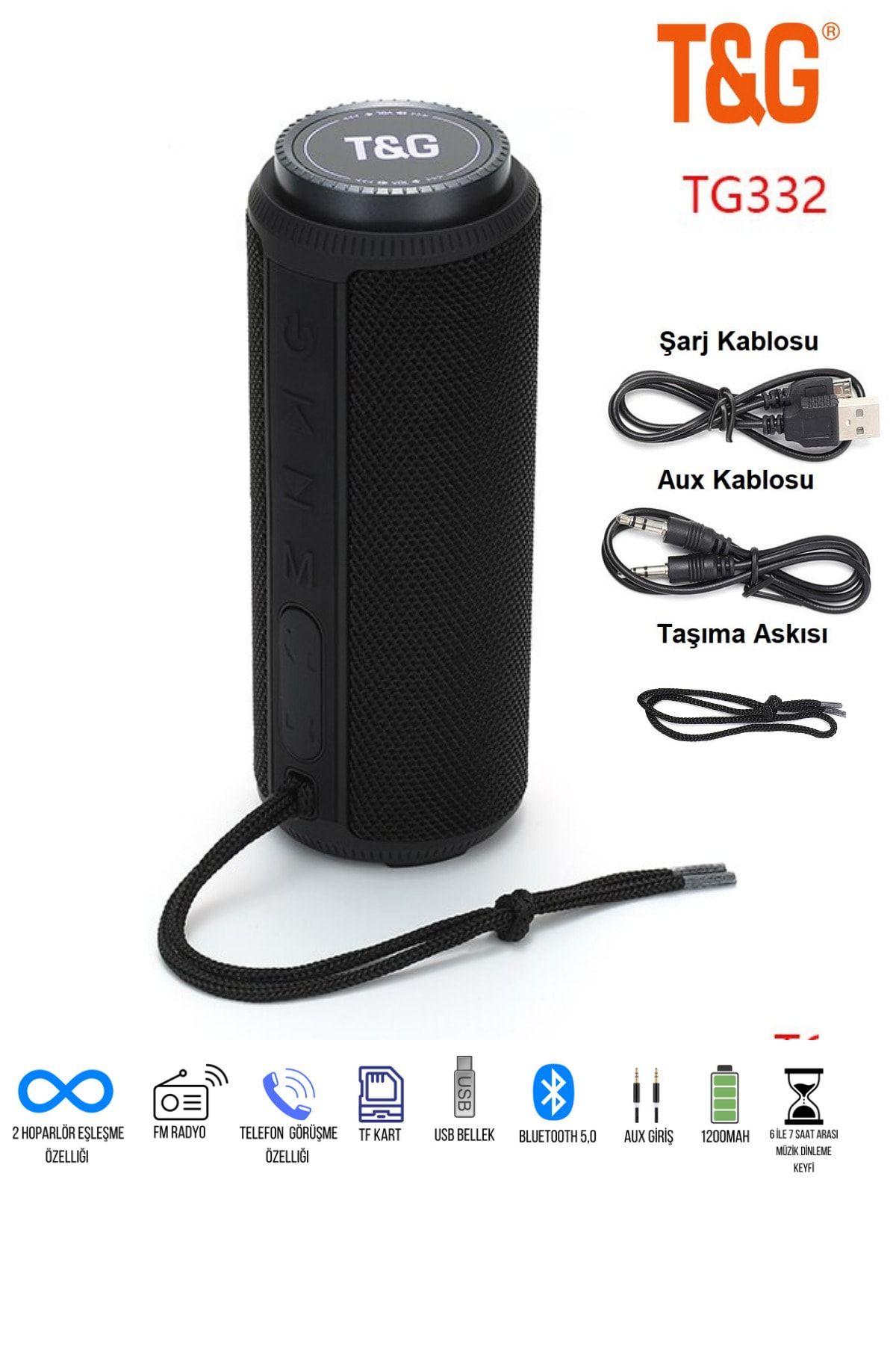 T G Bluetooth Hoparlör Kablosuz Taşınabilir Hoparlör Ses Bombası Extra Bass 332