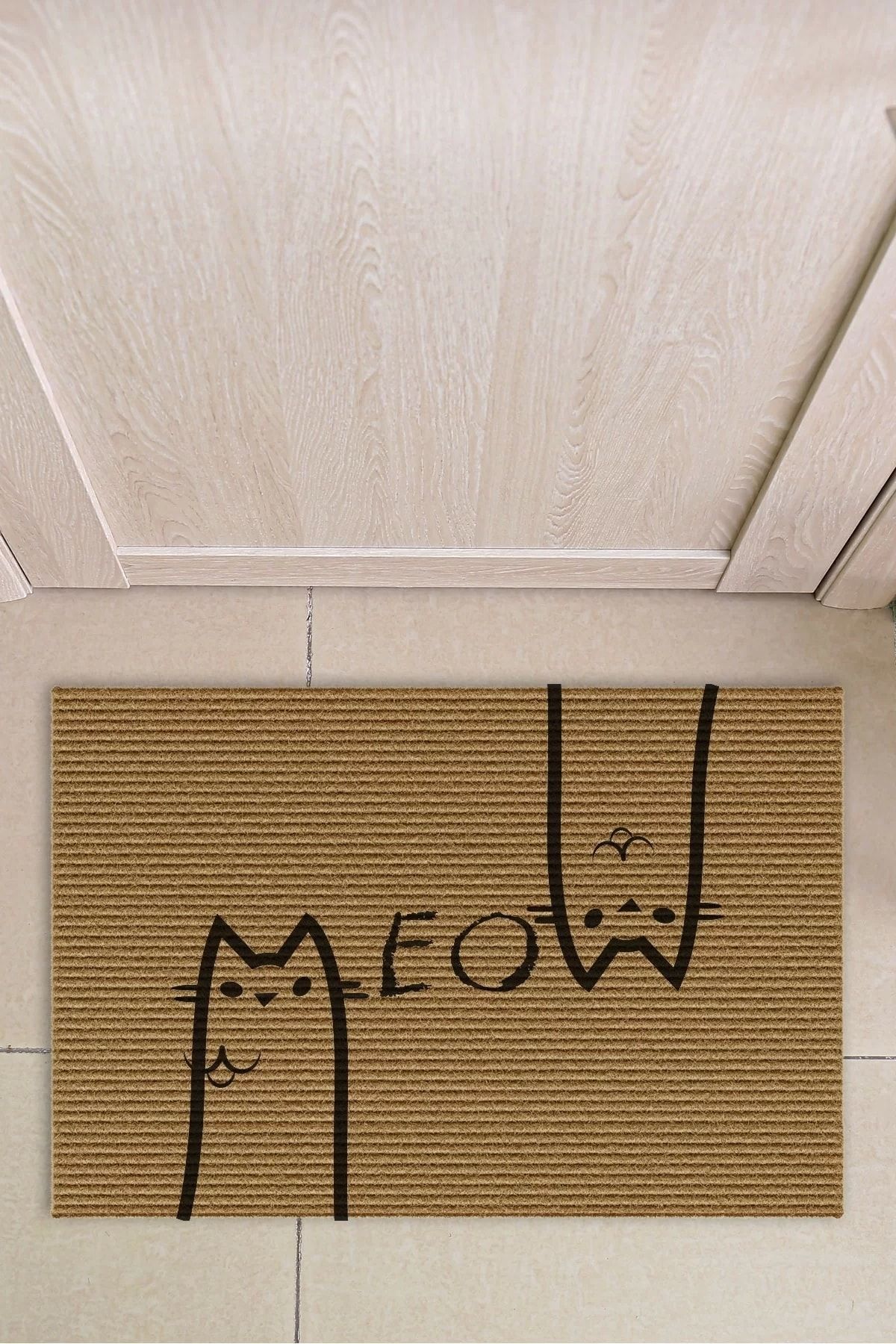Decovetro Kedi Desenli Kapı Önü Halı Paspas