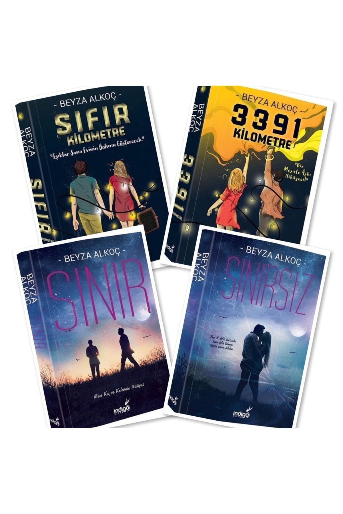 İndigo Kitap Sıfır Kilometre - 3391 Kilometre - Sınır - Sınırsız, Beyza Alkoç (4 Kitap), Caprice Kalem Hediye