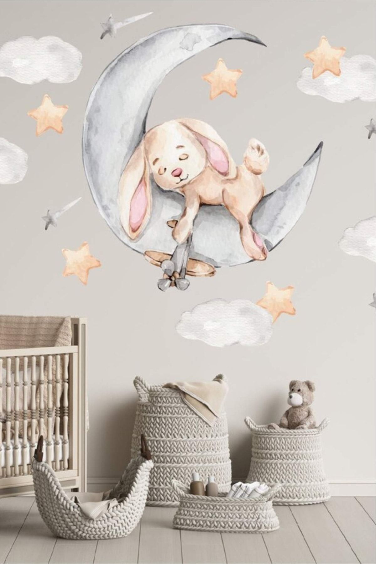 Lavien Ayda Uyuyan Tavşancık Çocuk Odası Stickeri
