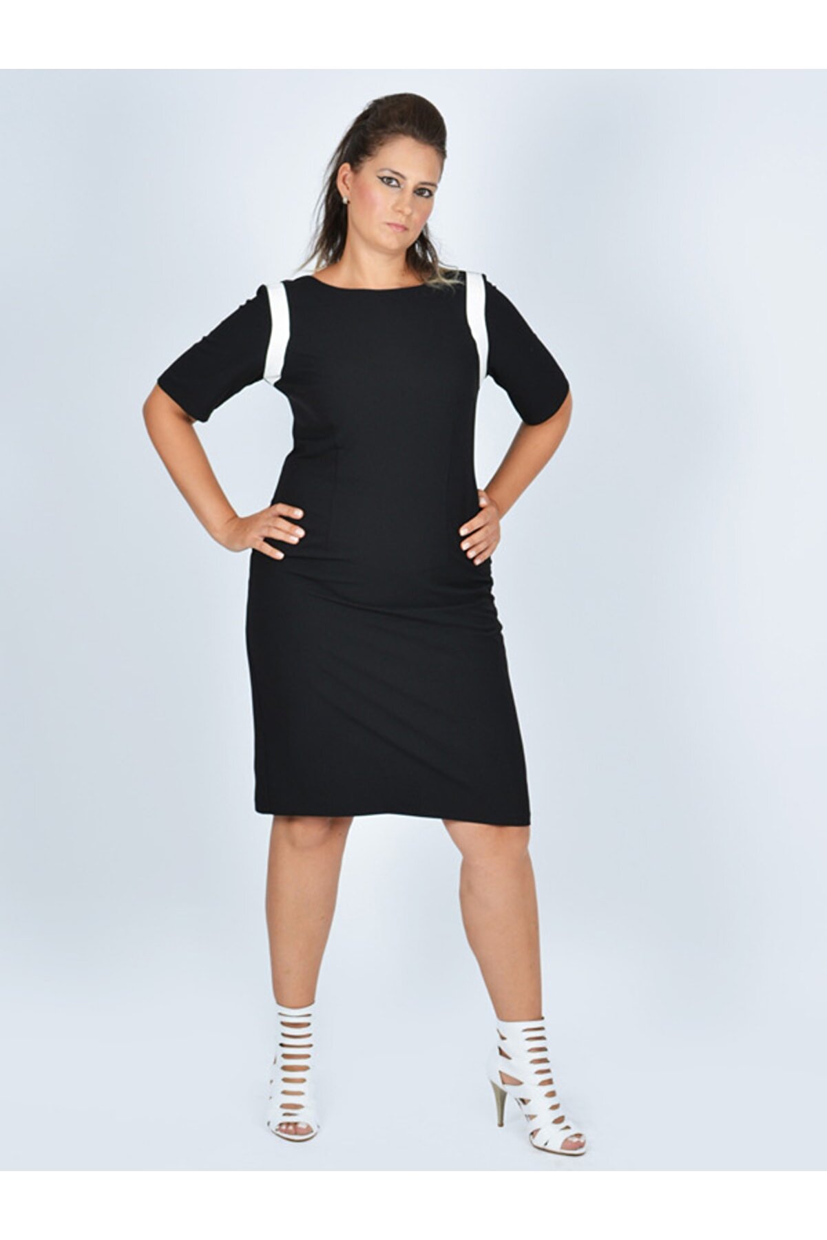 Nidya Moda Kadın Siyah Ay Kombin Abiye Elbise 4031S