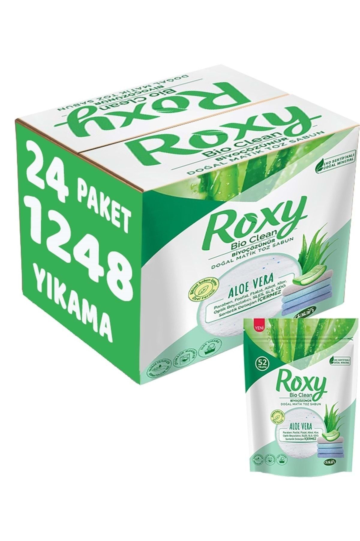 Dalan Roxy Bio Clean Matik Sabun Tozu 1.6 kg Aloe Vera 24lü Set 1248 Yıkama