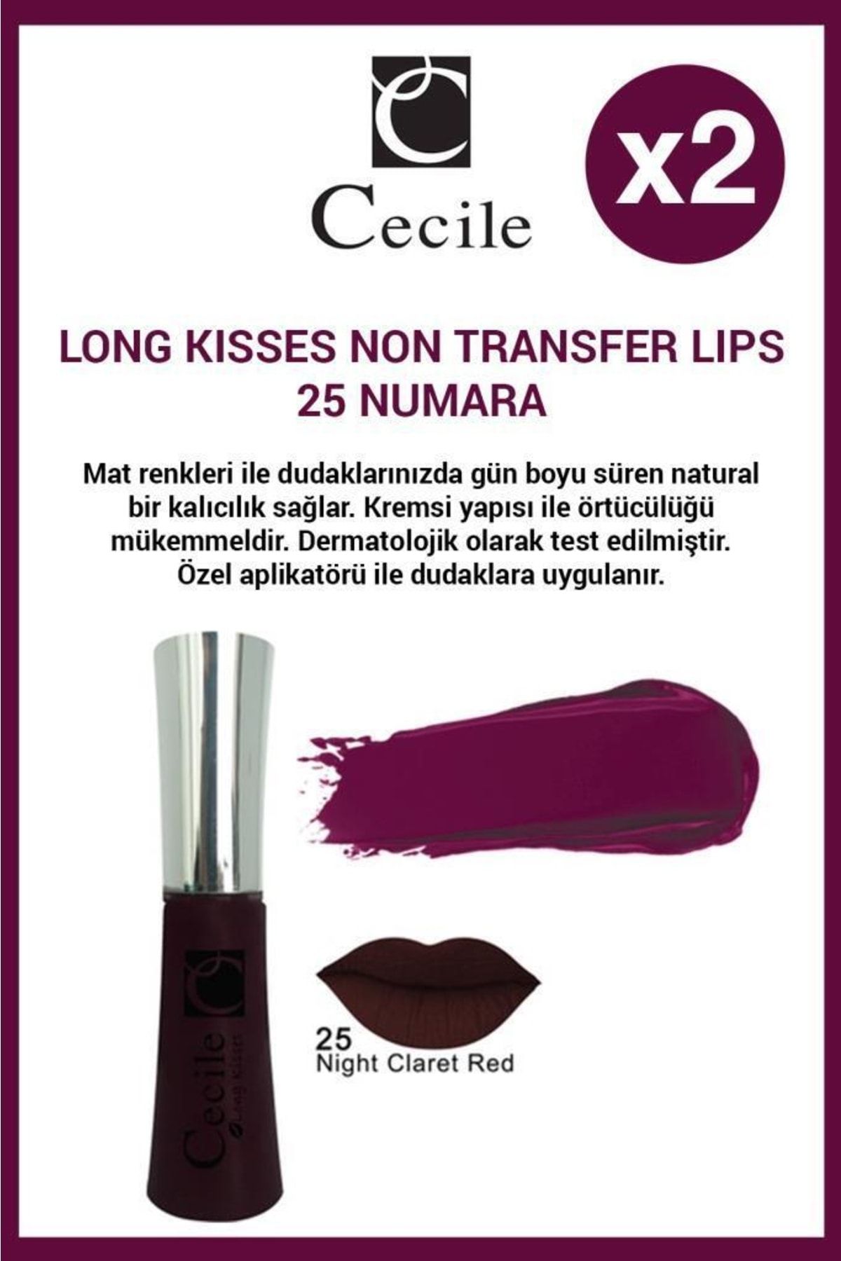 Cecile Dolgunlaştırıcı Nemlendirici Etkili Kalıcı Lip Gloss No:25 X2