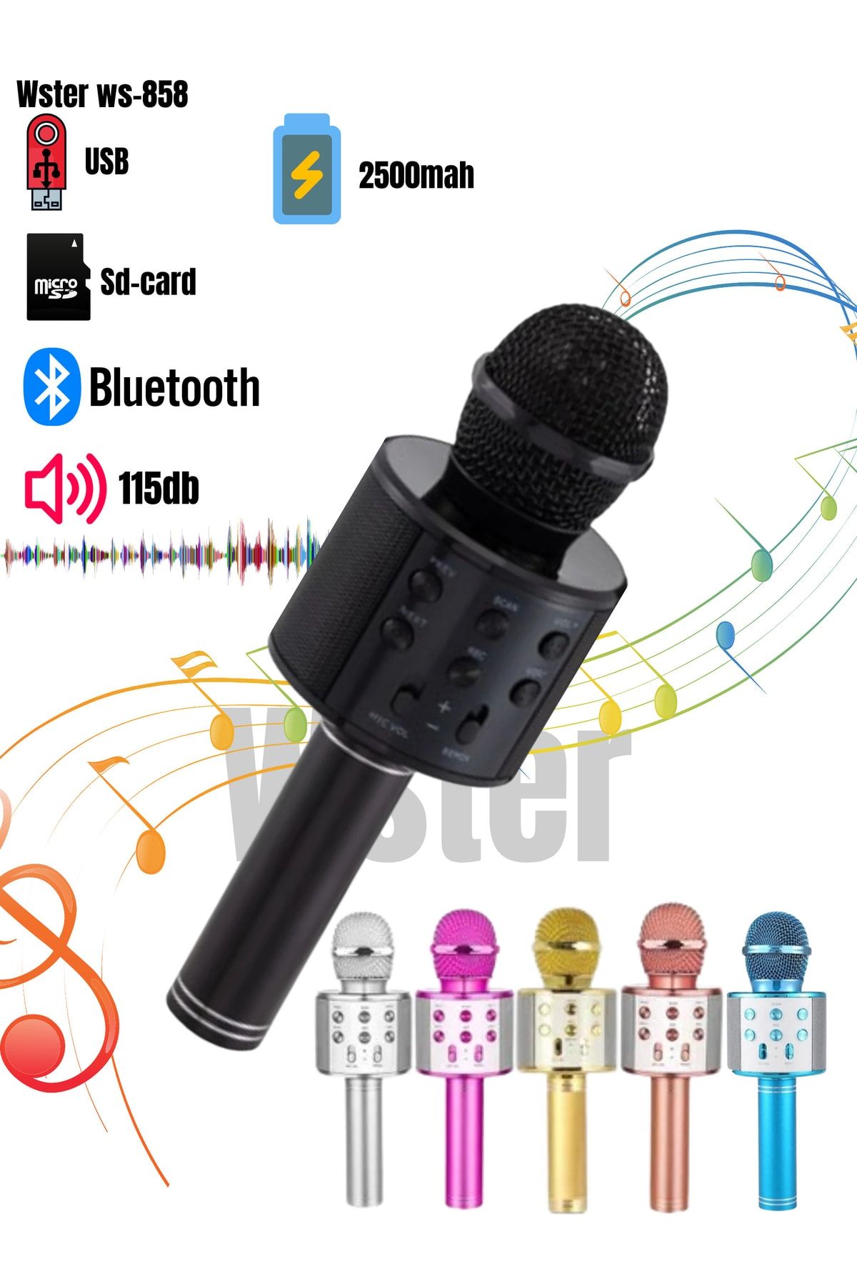 Wster Karaoke Mikrofon Bluetooth Ws-858 (marka Farklılık Gösterebilir)