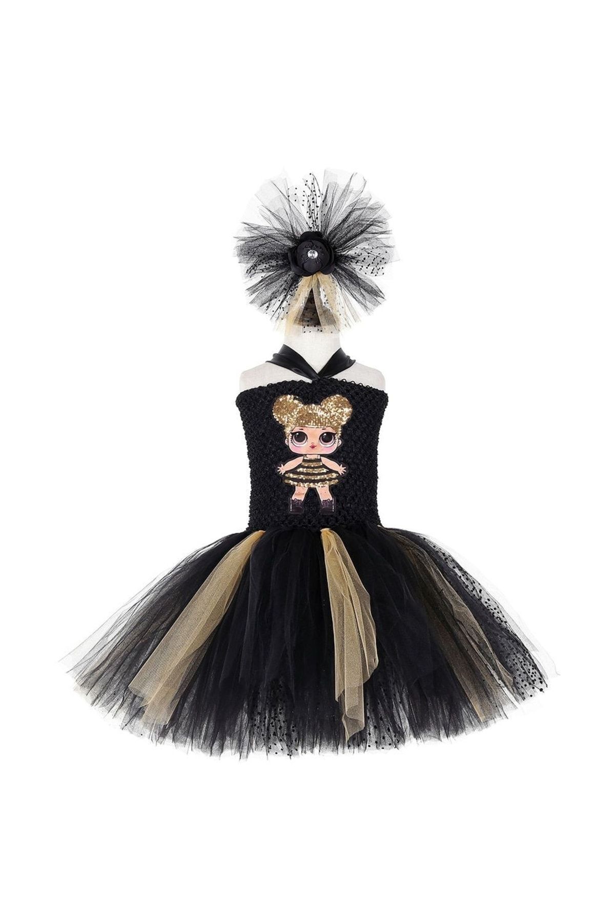 ELALEL TASARIM Lol Bebek Kostüm Kız Çocuklar Için Siyah Tütü Elbise.kabarık Tütü Etek Tac Hediyeli Lol Tütü Elbıse