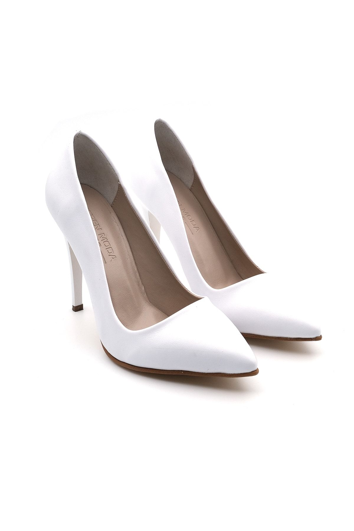 scarpa Beyaz Deri Stiletto