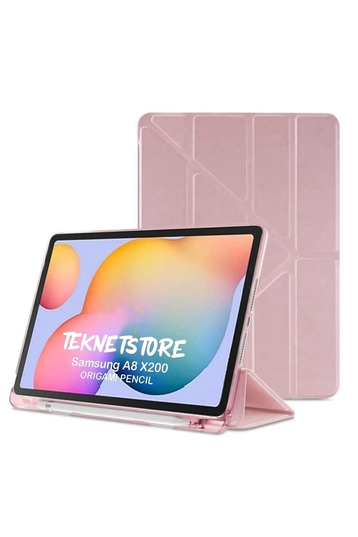 TEKNETSTORE Samsung Galaxy Tab S6 Lite P610 Uyumlu Kalem Bölmeli Pu Deri Arkası Yumuşak Koruyucu Silikon Kılıf